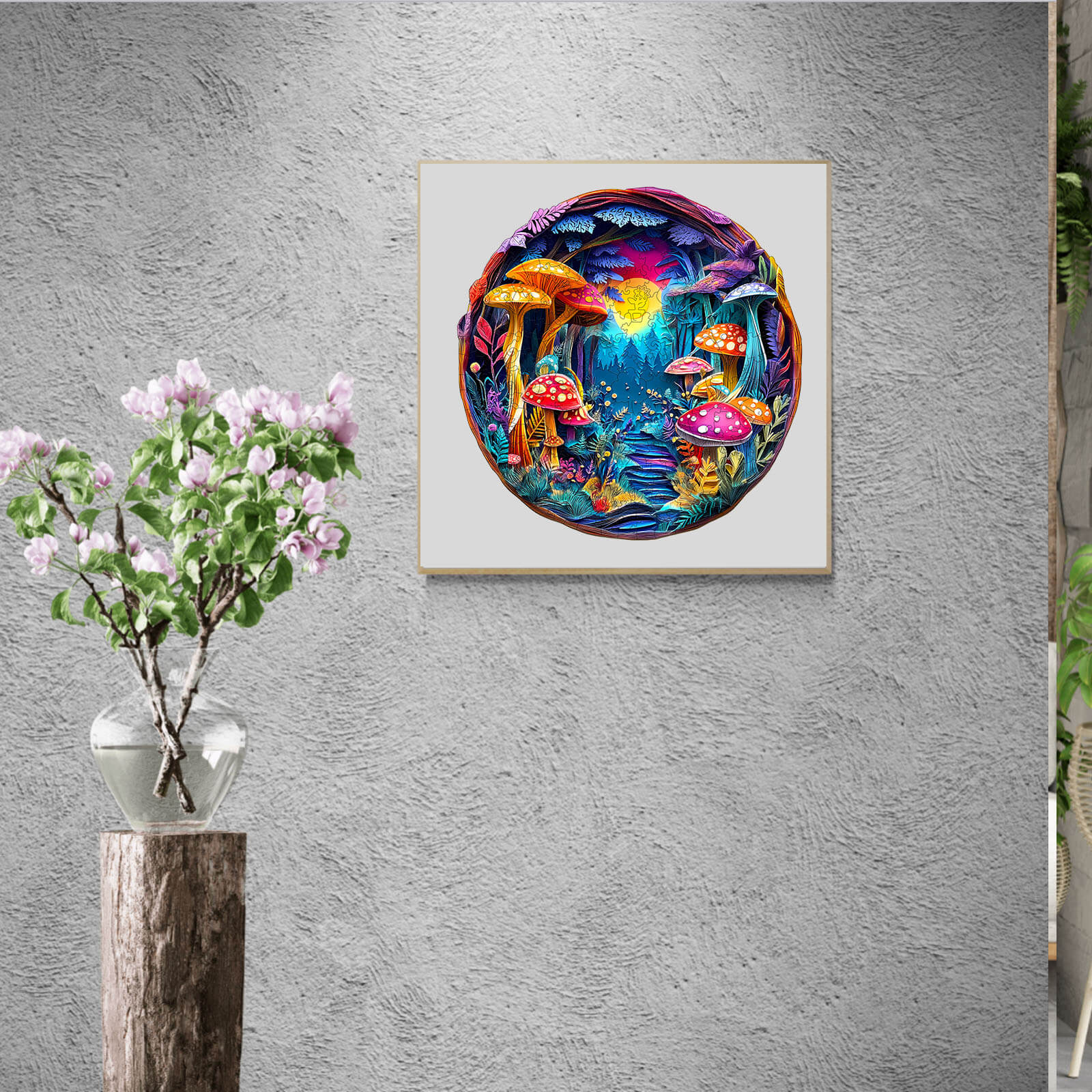3D Colorful Paper Sculpture Mushroom Wooden Jigsaw Puzzle