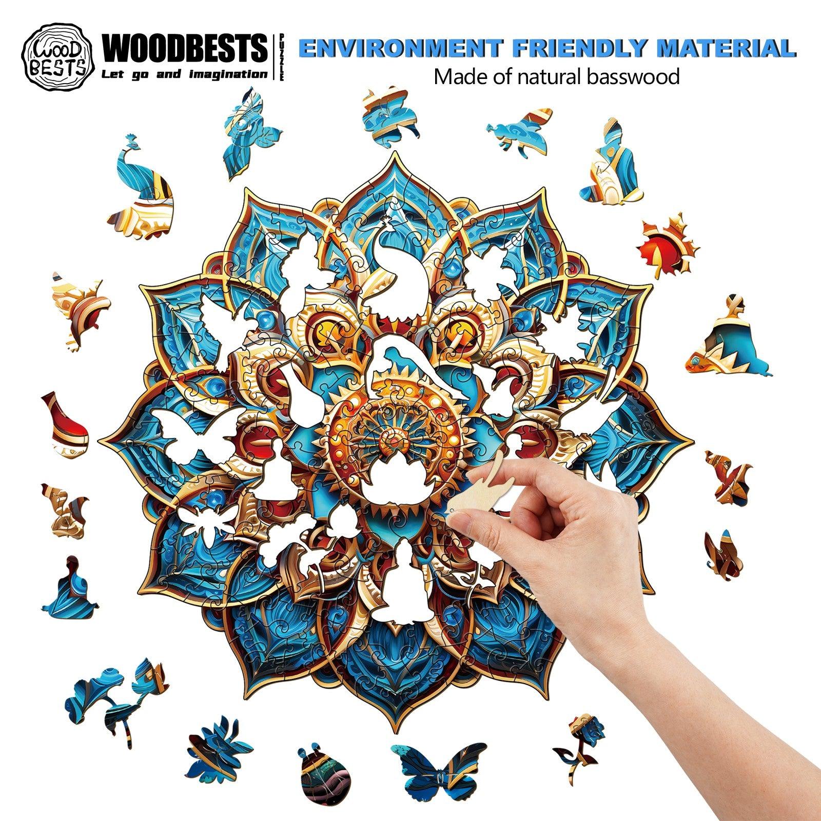 Mandala Blue Wooden Jigsaw Puzzle