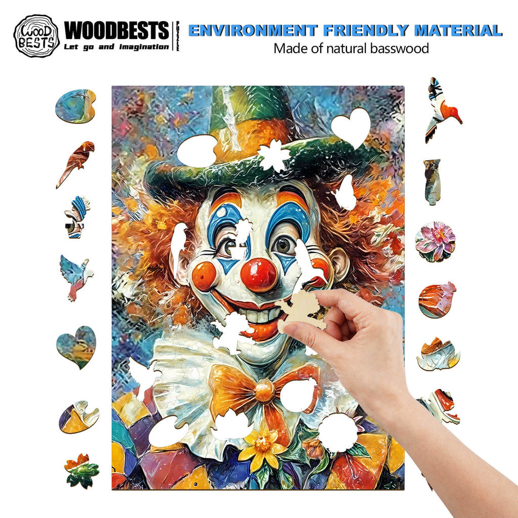 Oil Painting Clown Wooden Jigsaw Puzzle
