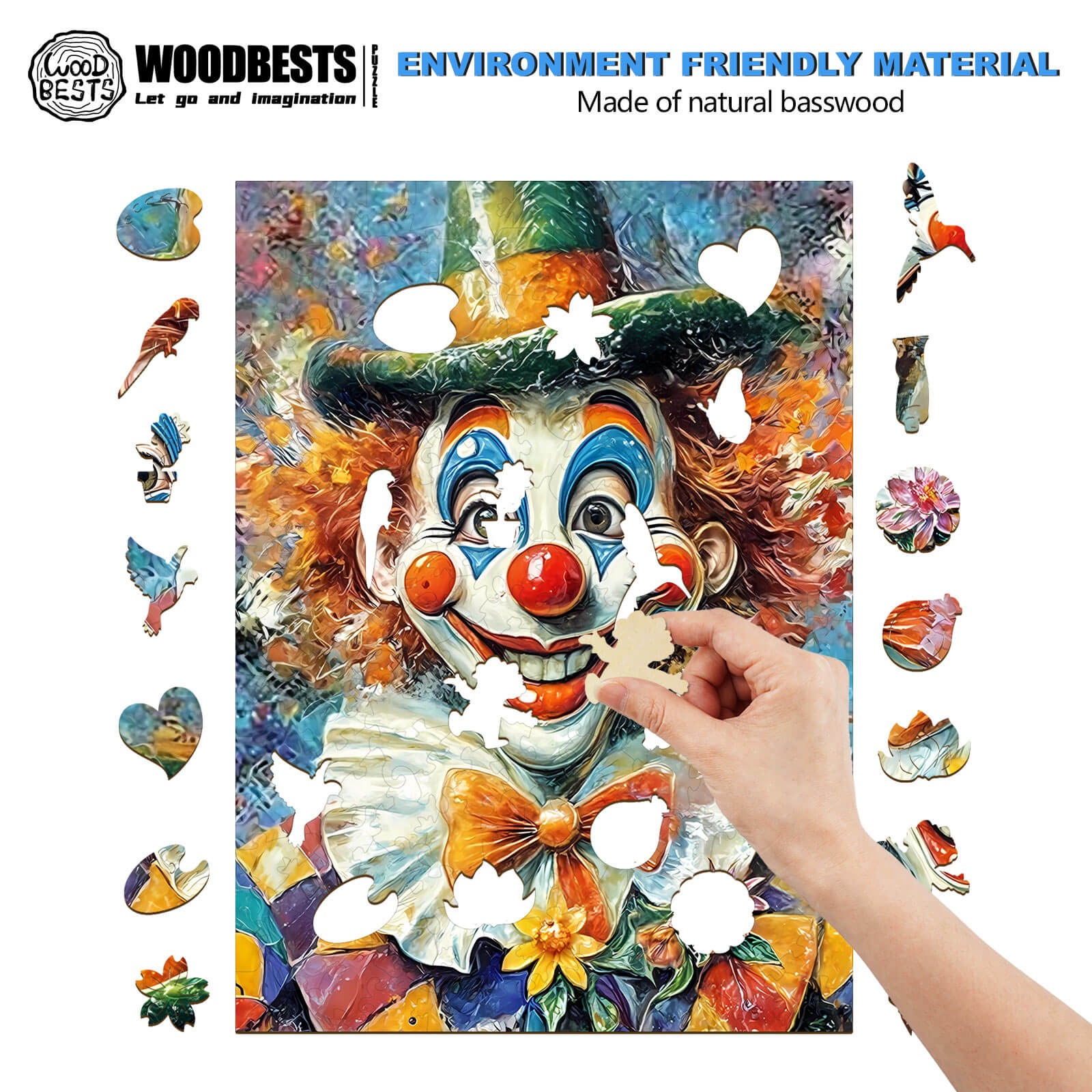 Oil Painting Clown Wooden Jigsaw Puzzle