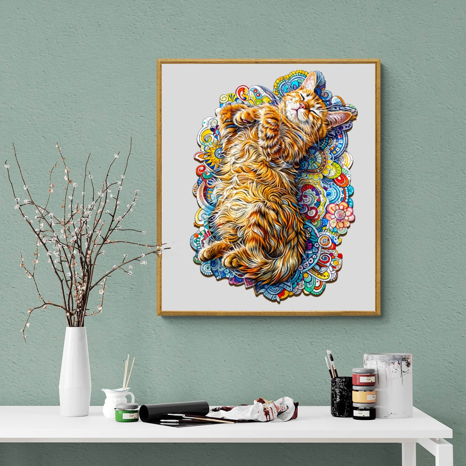 Sleeping Cat-1 Wooden Jigsaw Puzzle