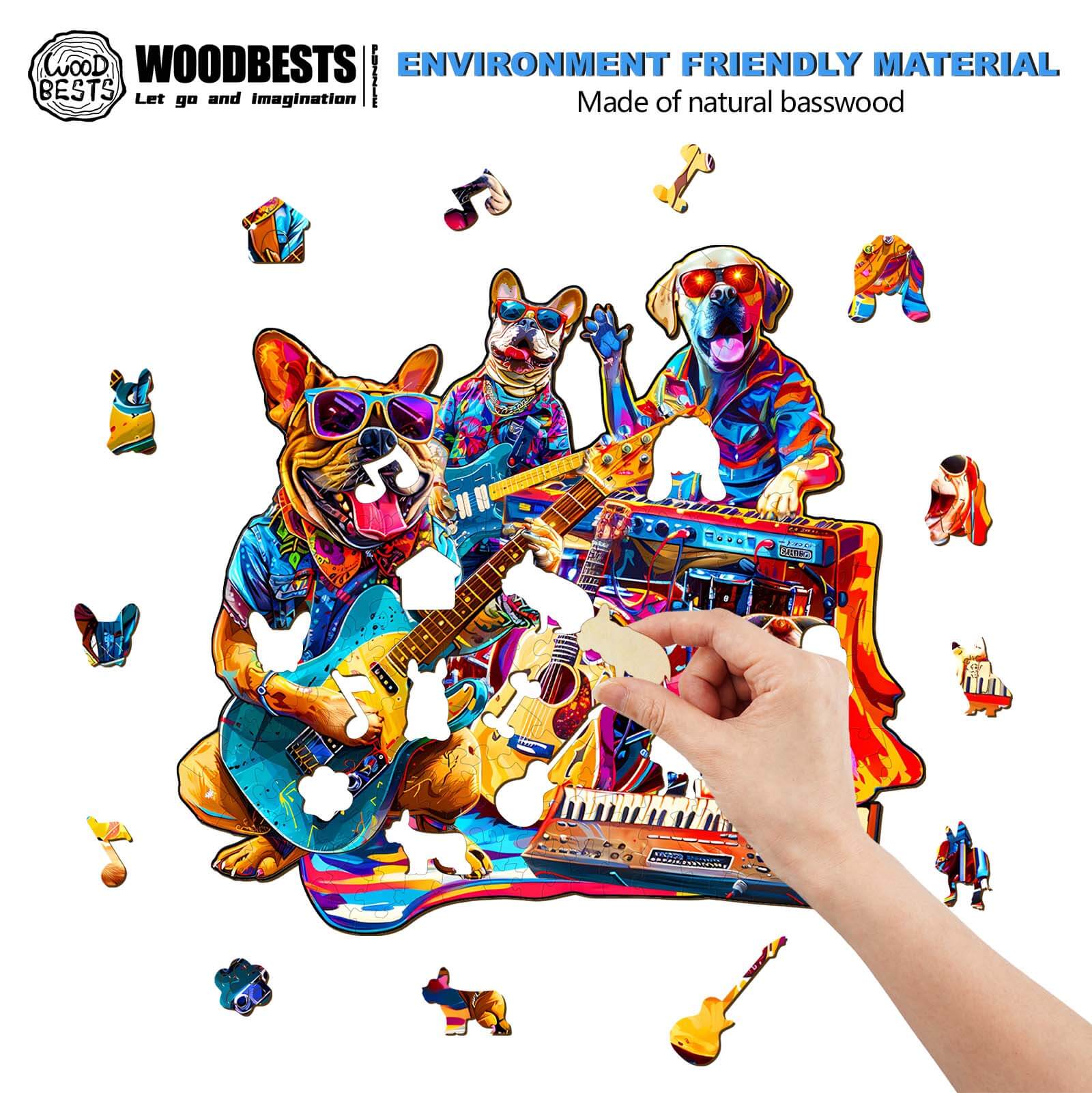 Dog Band Wooden Jigsaw Puzzle