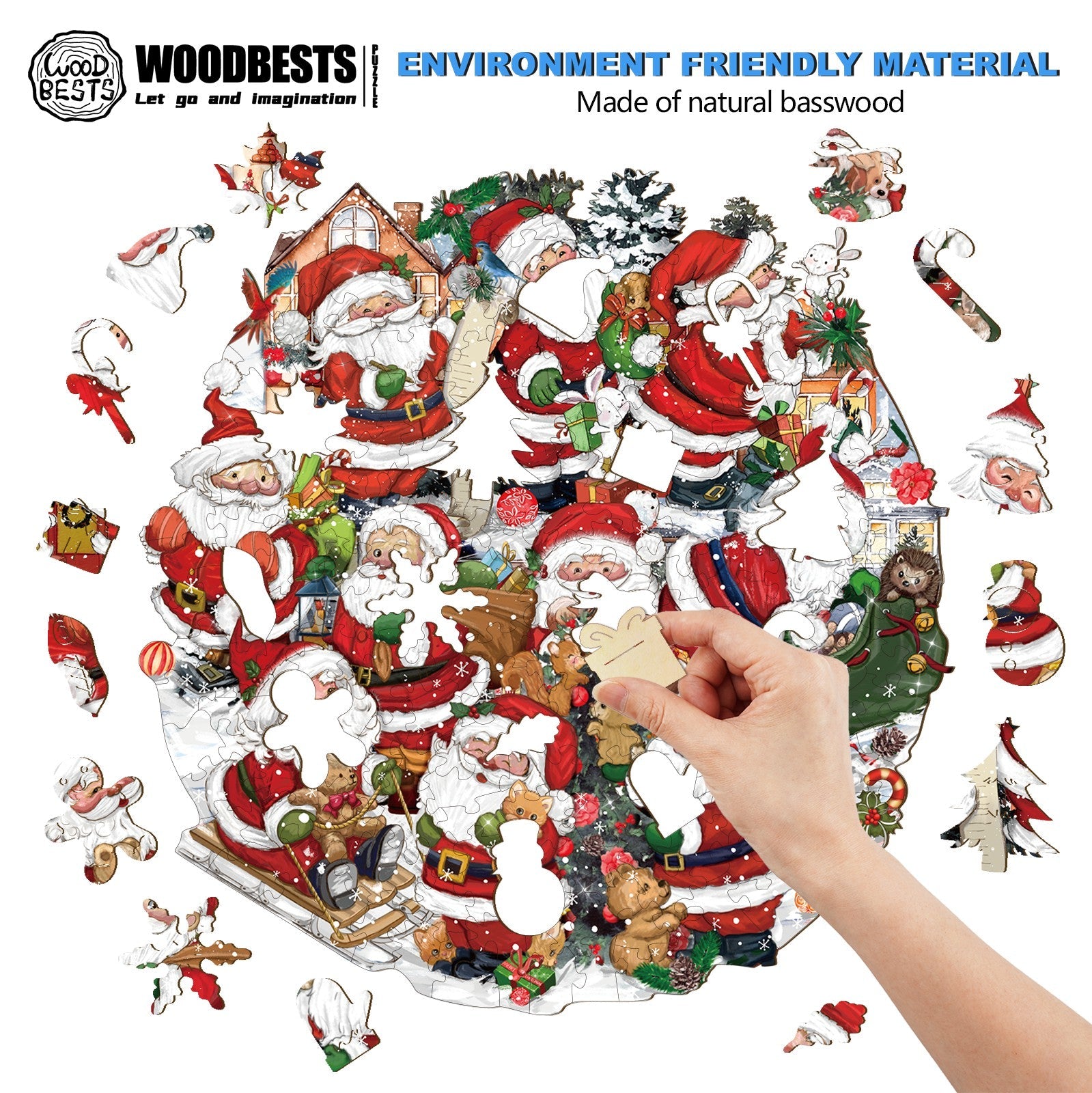 Merry Santa Wooden Jigsaw Puzzle