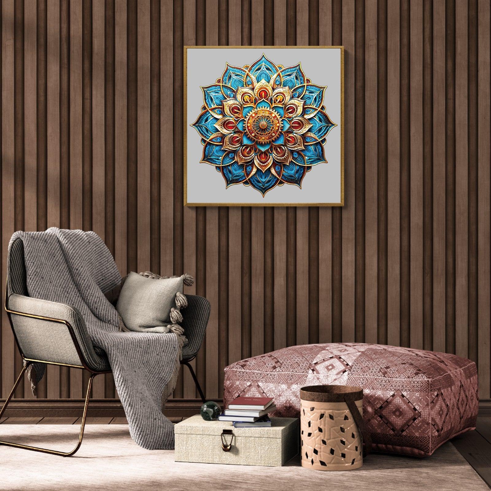 Mandala Blue Wooden Jigsaw Puzzle