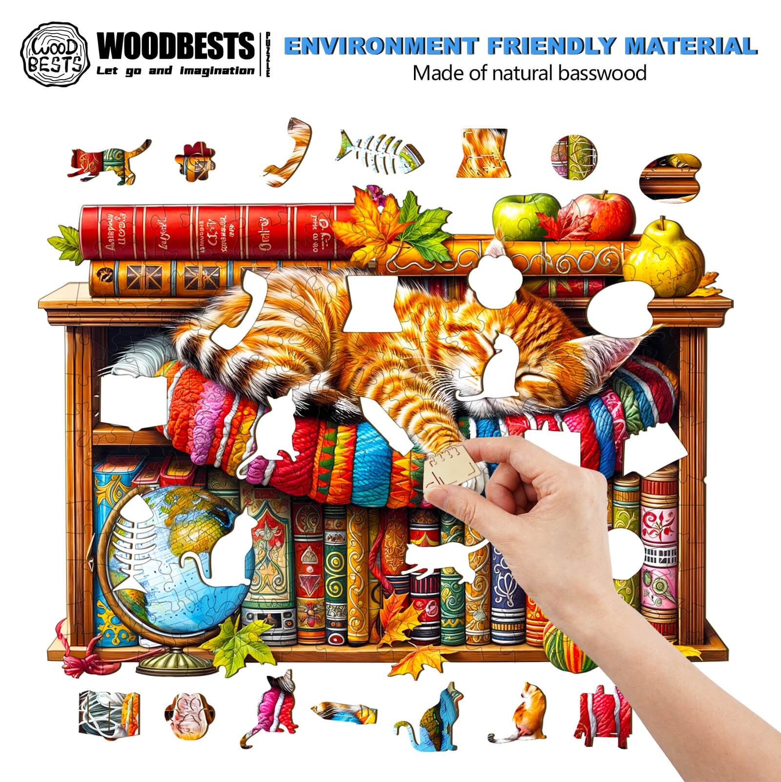 Dreamy Tabby Cat-1 Wooden Jigsaw Puzzle