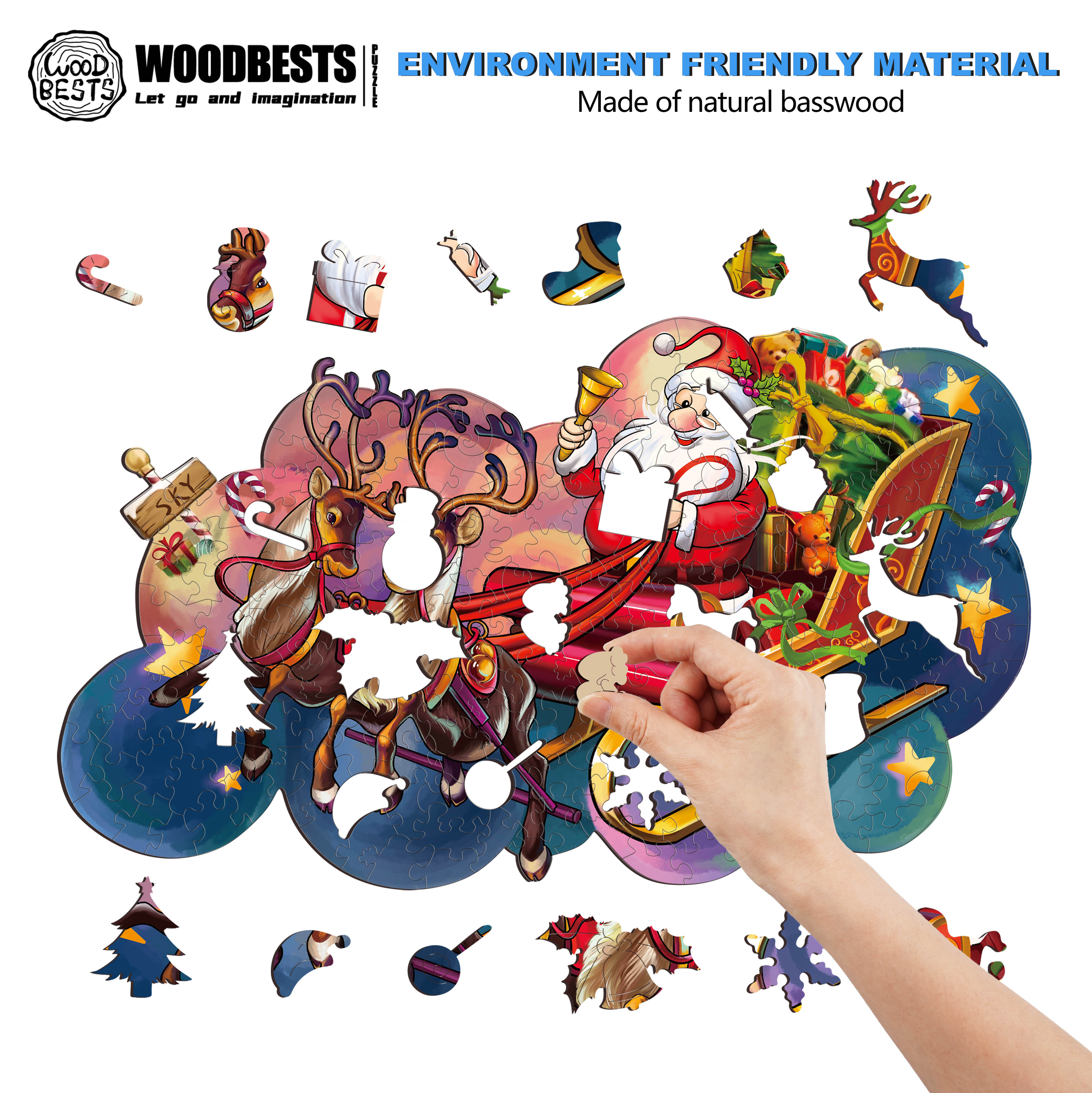 Santa Sleigh Wooden Jigsaw Puzzle