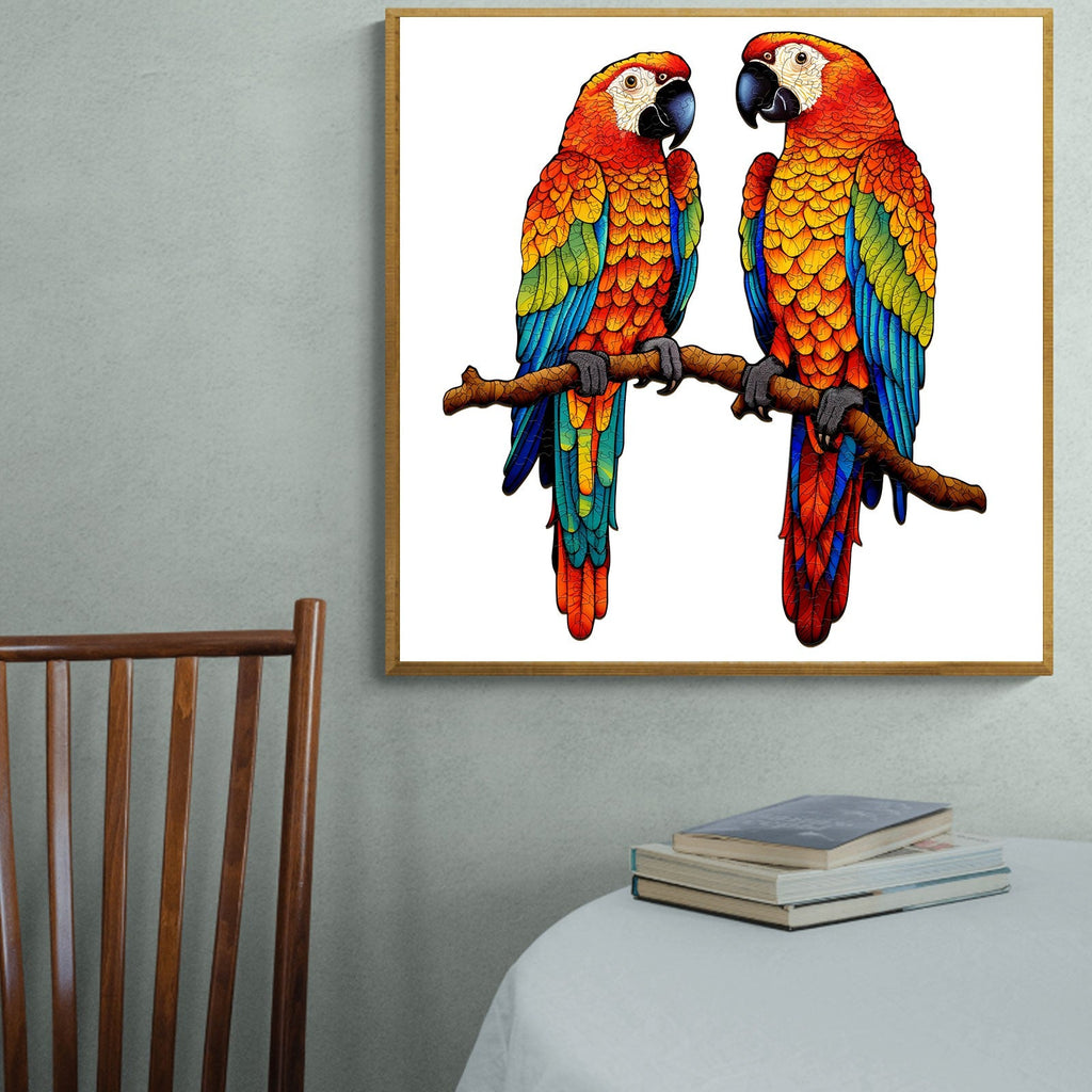 Chatting Parrots Wooden Jigsaw Puzzle