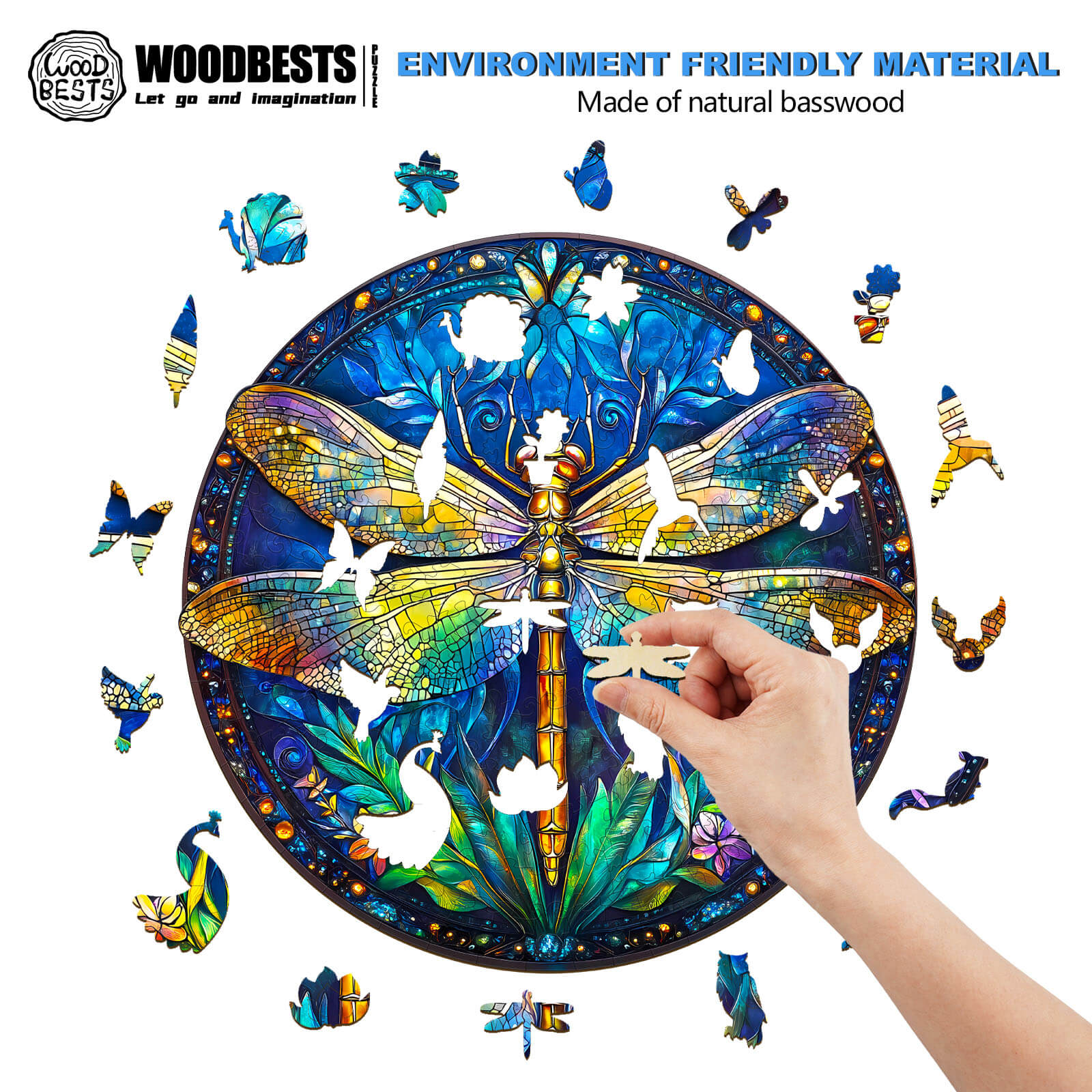 Retro dragonfly Wooden Jigsaw Puzzle