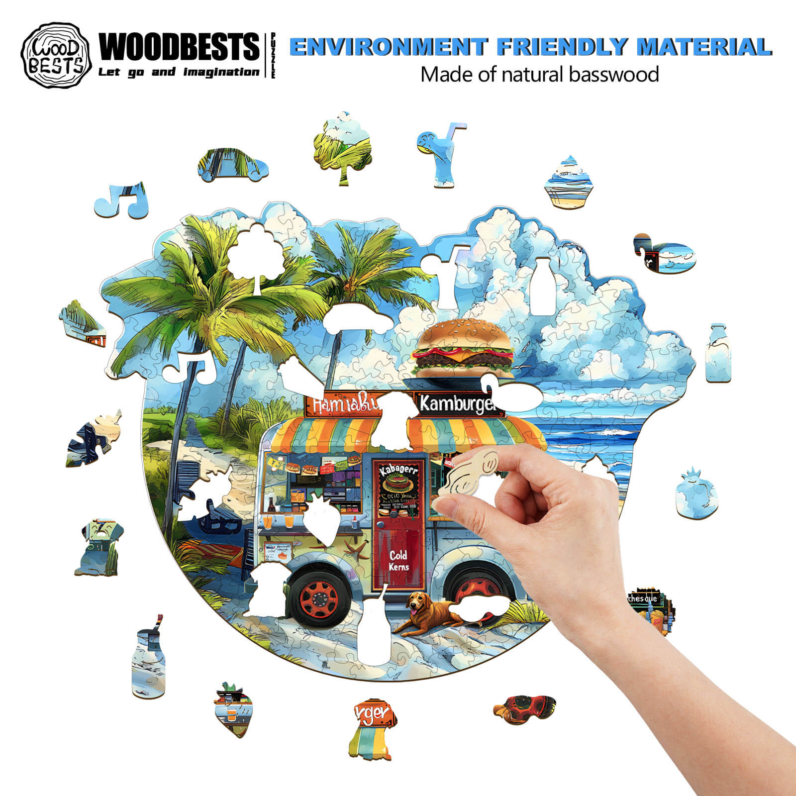 Burger Food Trucks-1 Wooden Jigsaw Puzzle