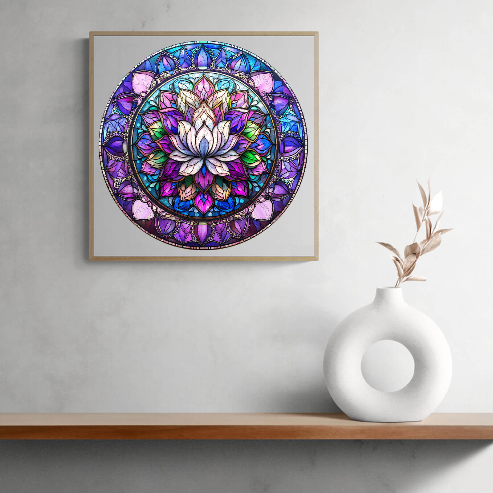 Stained Glass Lotus-2 Wooden Jigsaw Puzzle