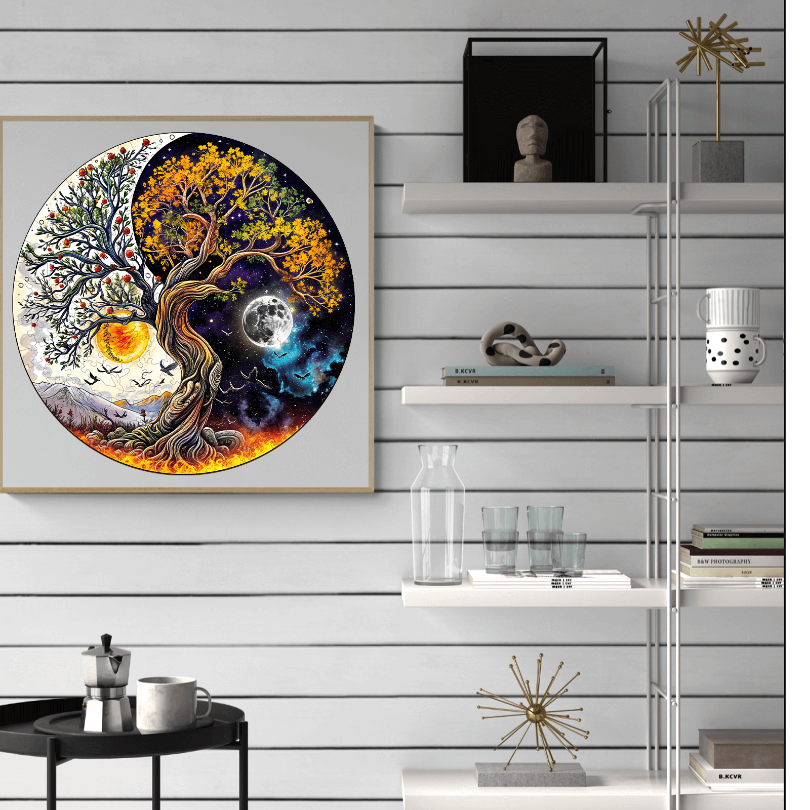 Sun and Moon Tree of Life Wooden Jigsaw Puzzle