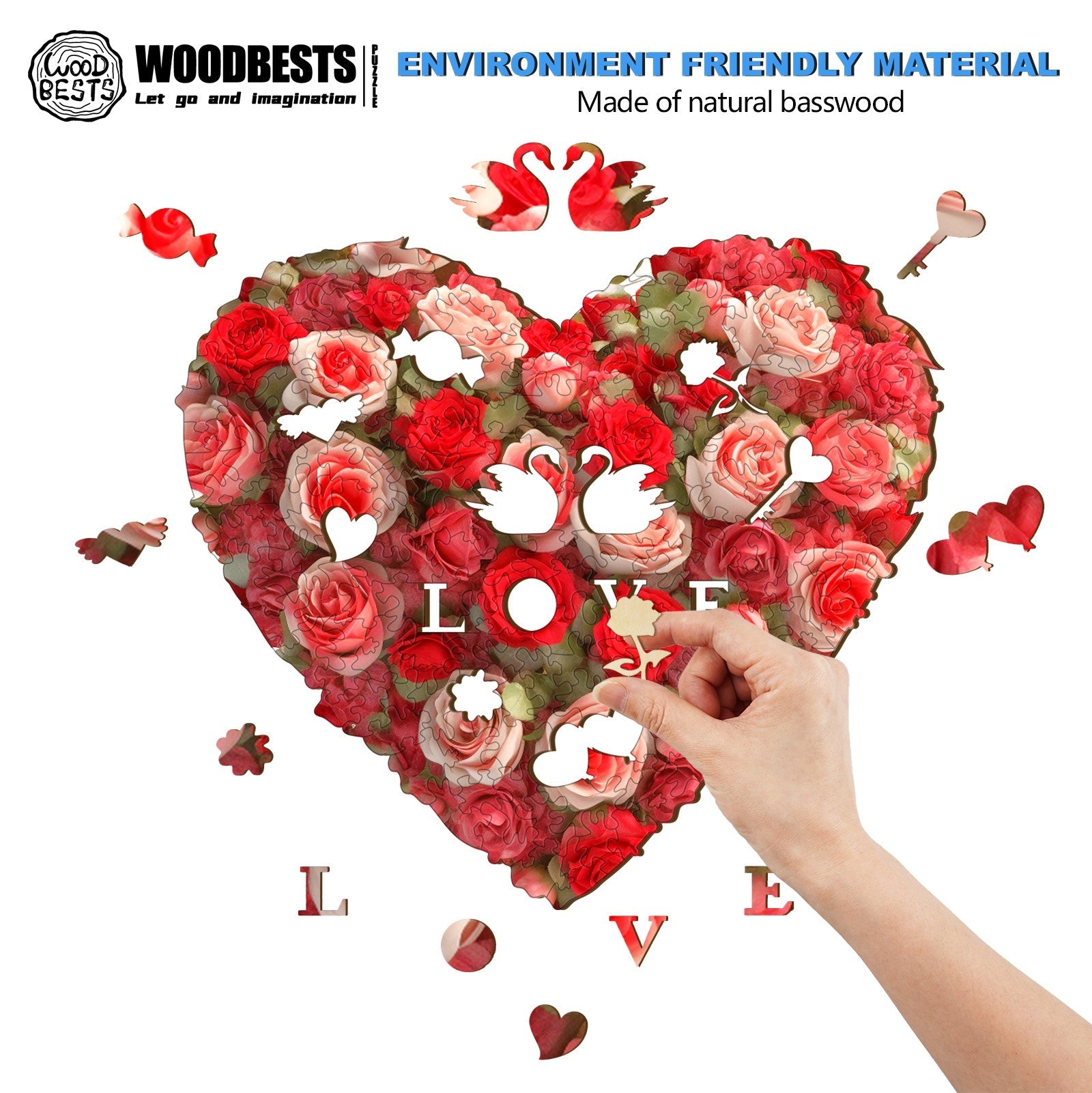 Flower Heart Wooden Jigsaw Puzzle