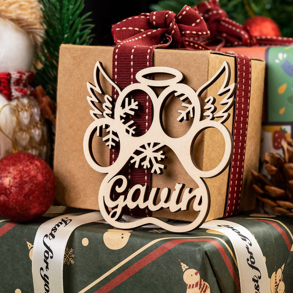 Personalized Dog/Cat Paw Angel Wings Ornament -Dog Paw