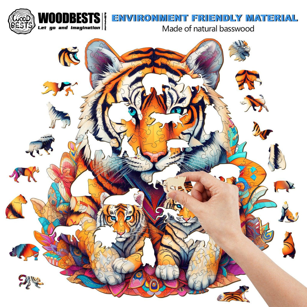 Tiger Family Wooden Jigsaw Puzzle