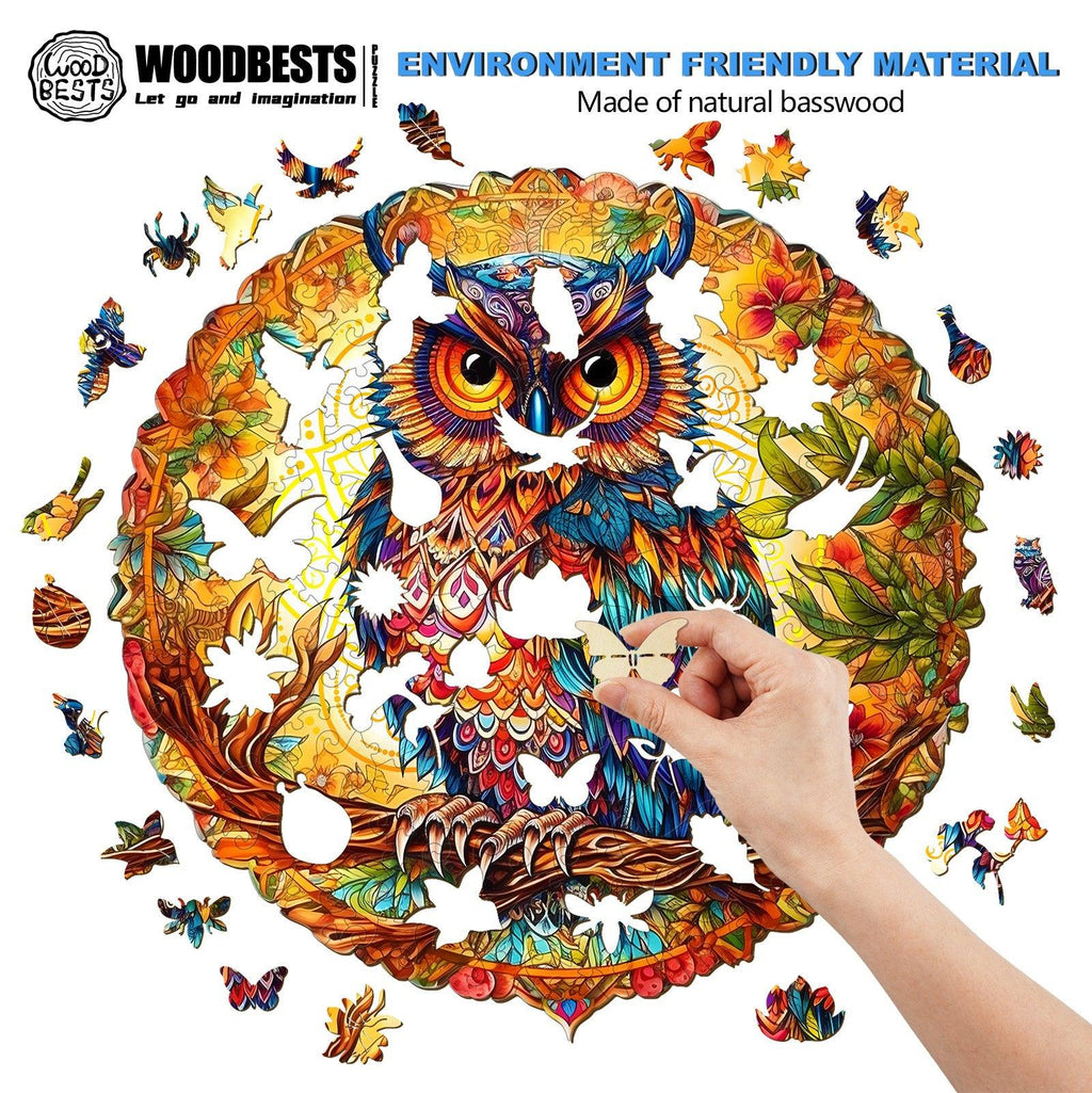 Charming Owl Wooden Jigsaw Puzzle