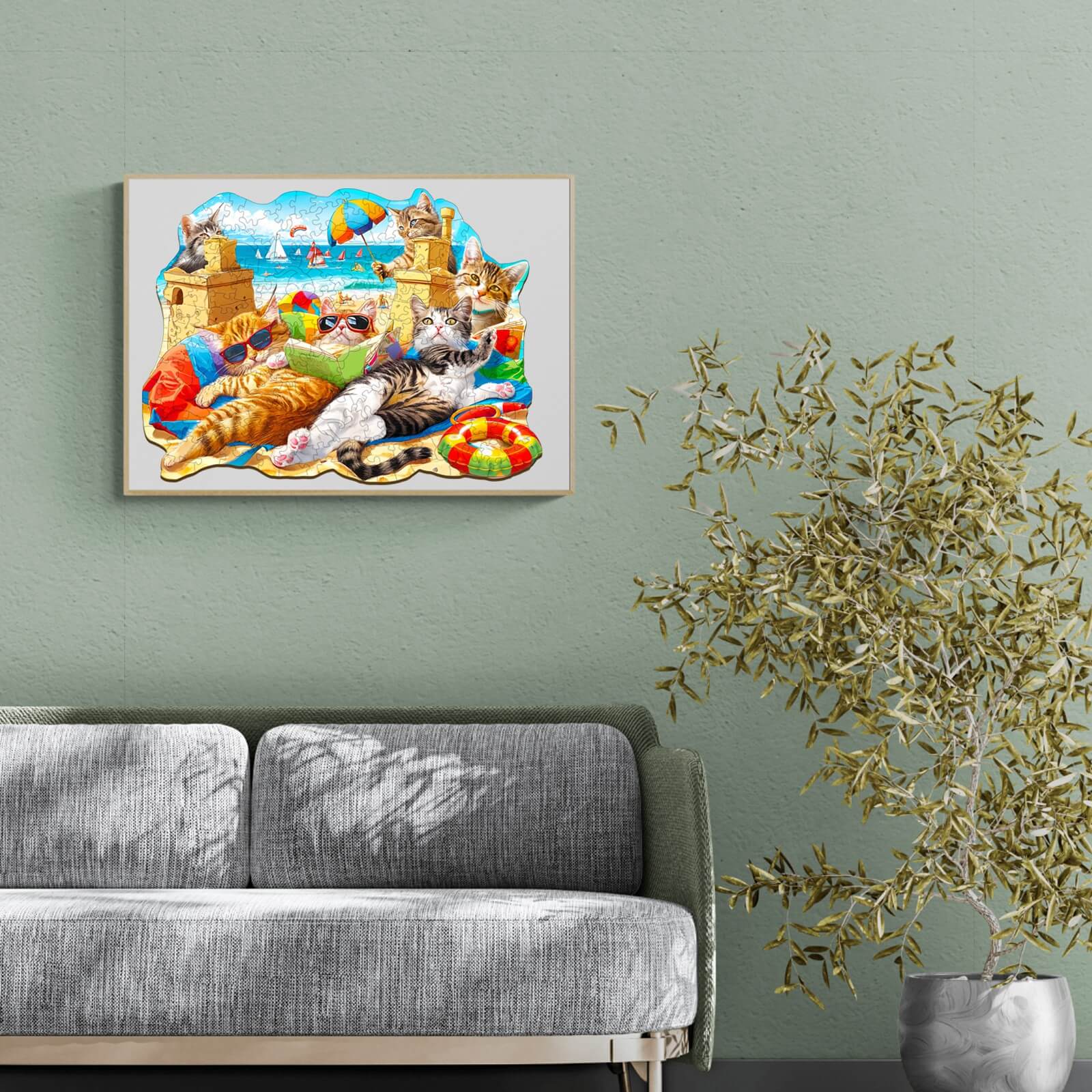 Beach Cat Wooden Jigsaw Puzzle