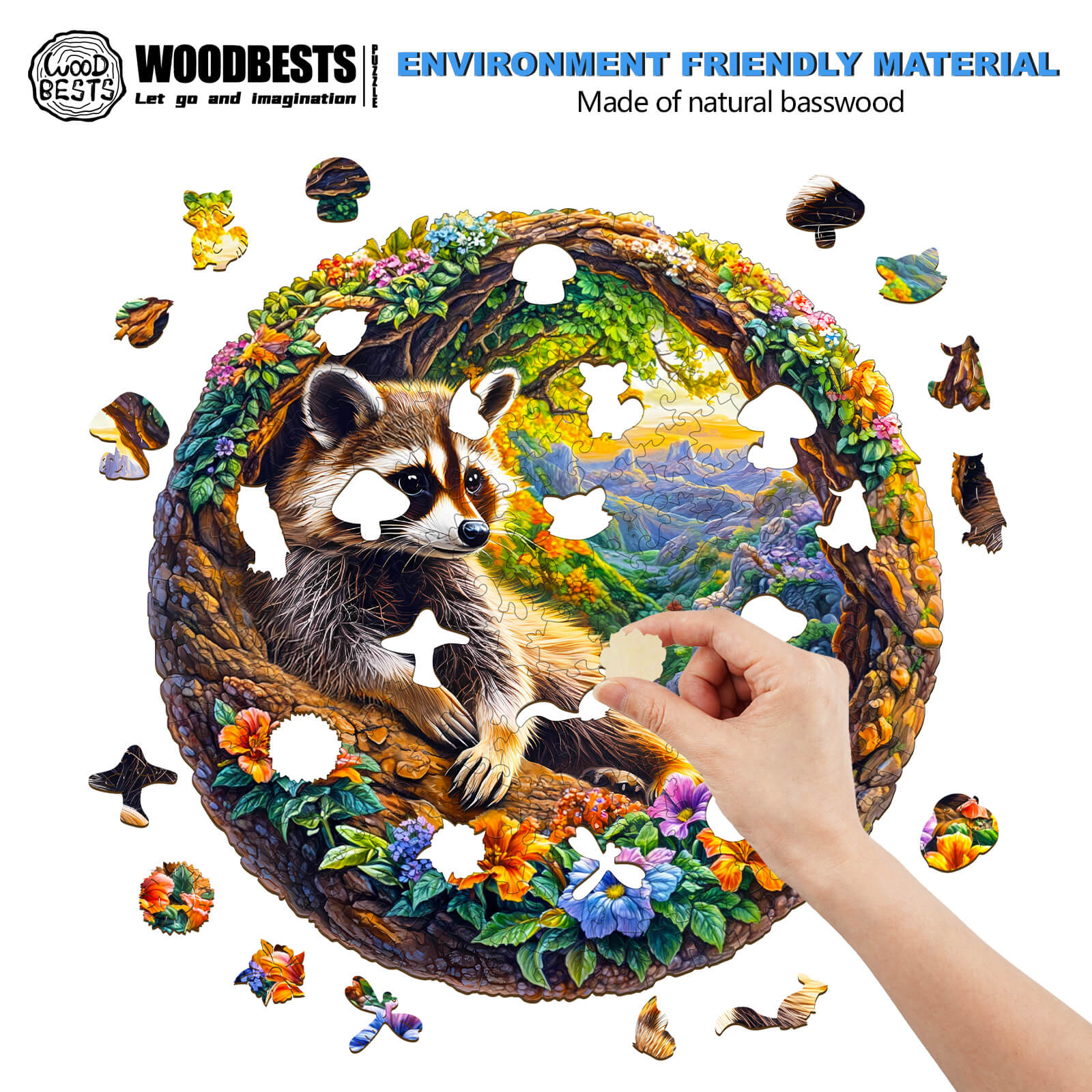 3D Raccoon Bliss Wooden Jigsaw Puzzle