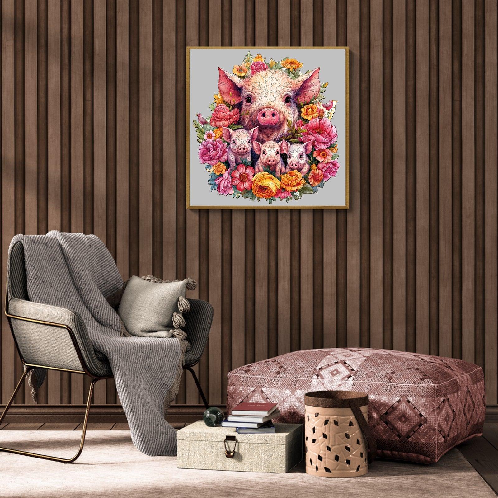 Mother Pig And Piglet-2 Wooden Jigsaw Puzzle