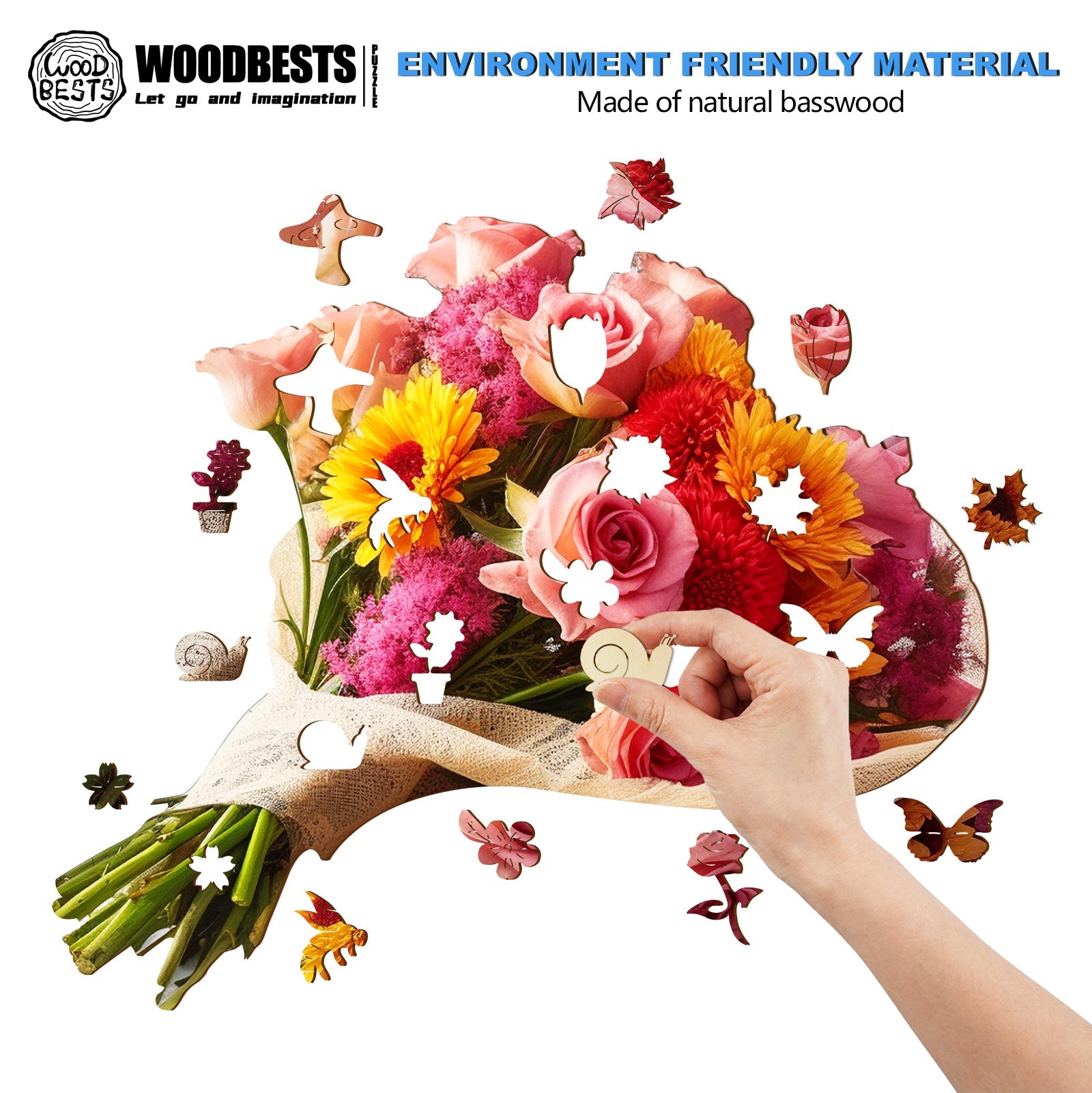Flowers Bouquet Wooden Jigsaw Puzzle