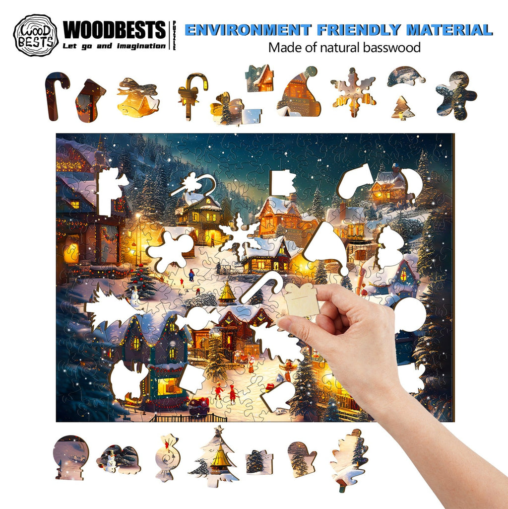 Christmas Village Wooden Jigsaw Puzzle