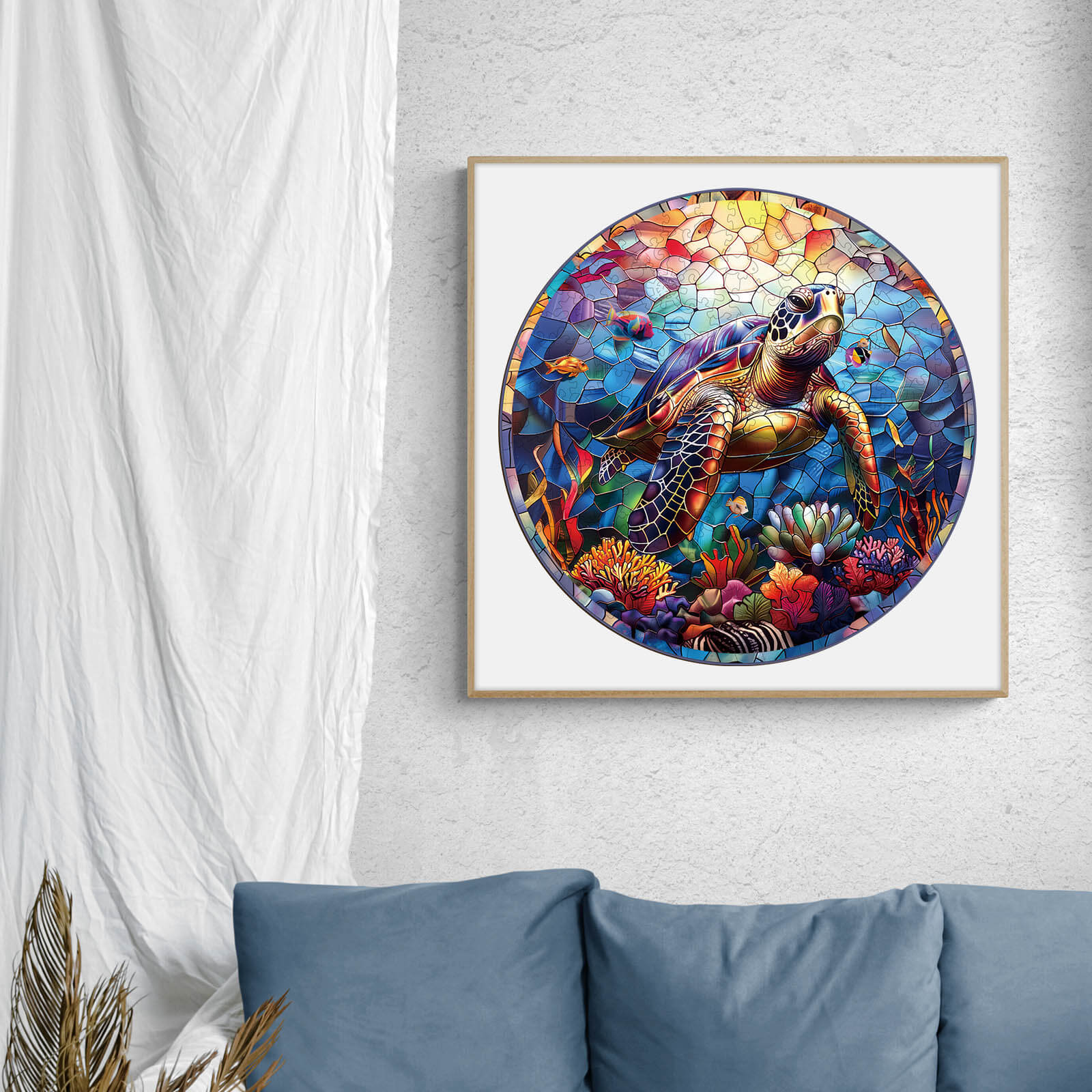 Stained Glass Turtle Wooden Jigsaw Puzzle