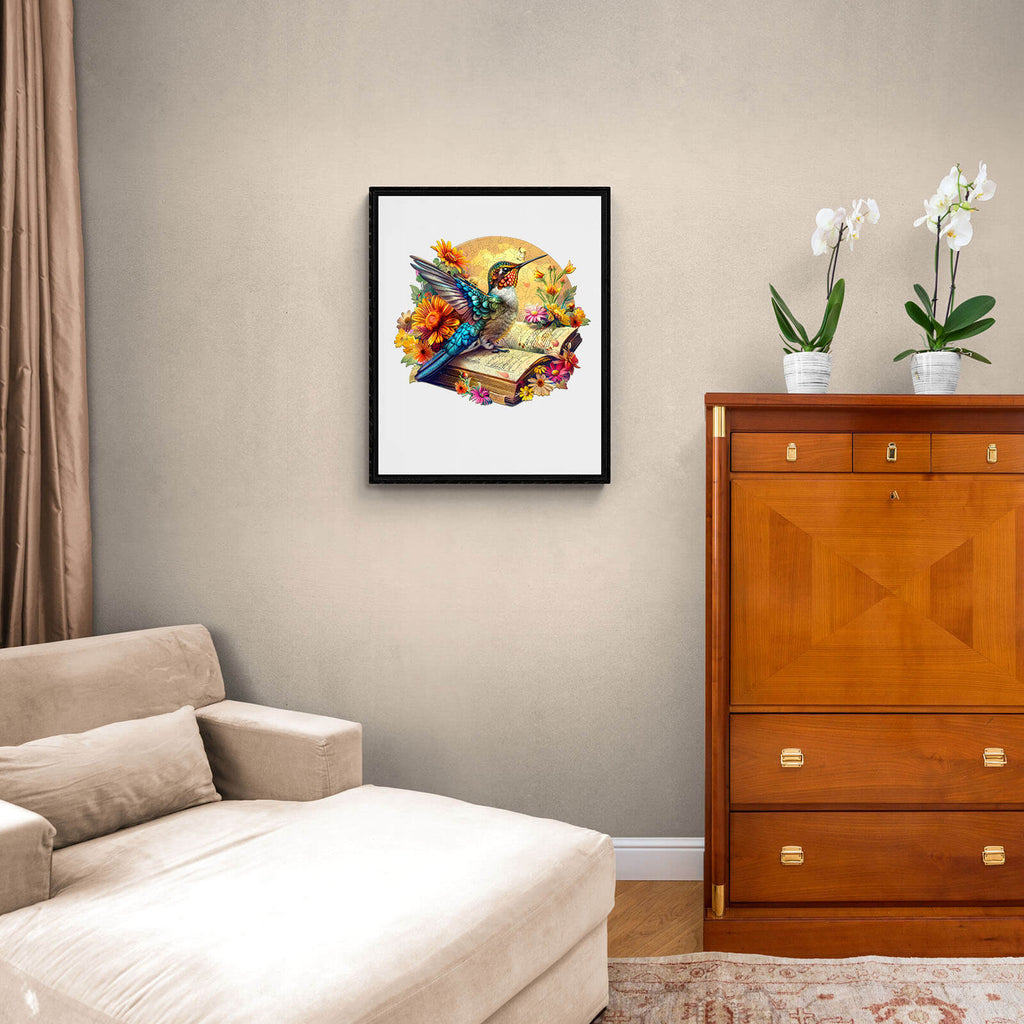 The Hummingbird on book Wooden Jigsaw Puzzle