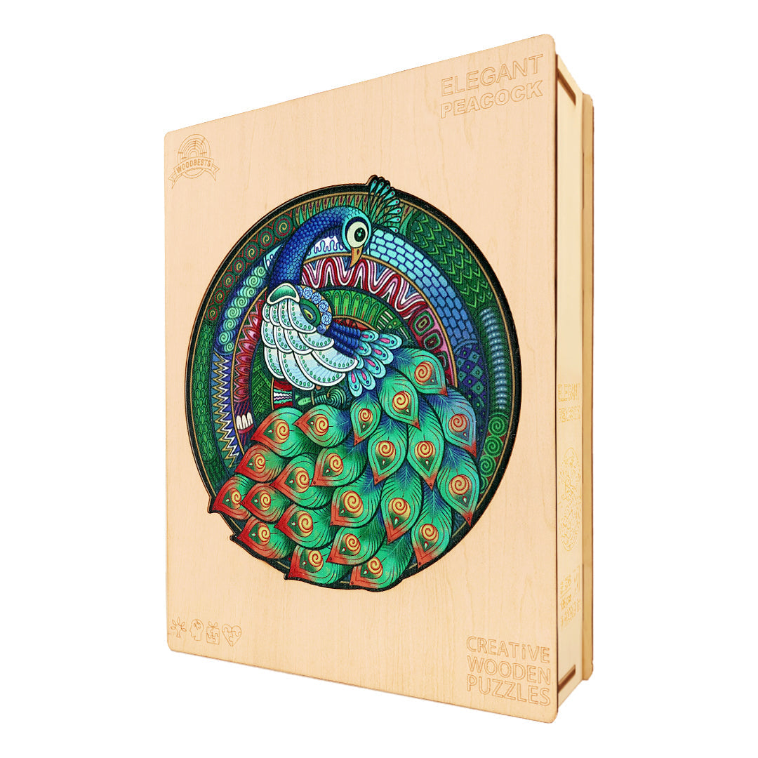 Elegant Peacock Wooden Jigsaw Puzzle