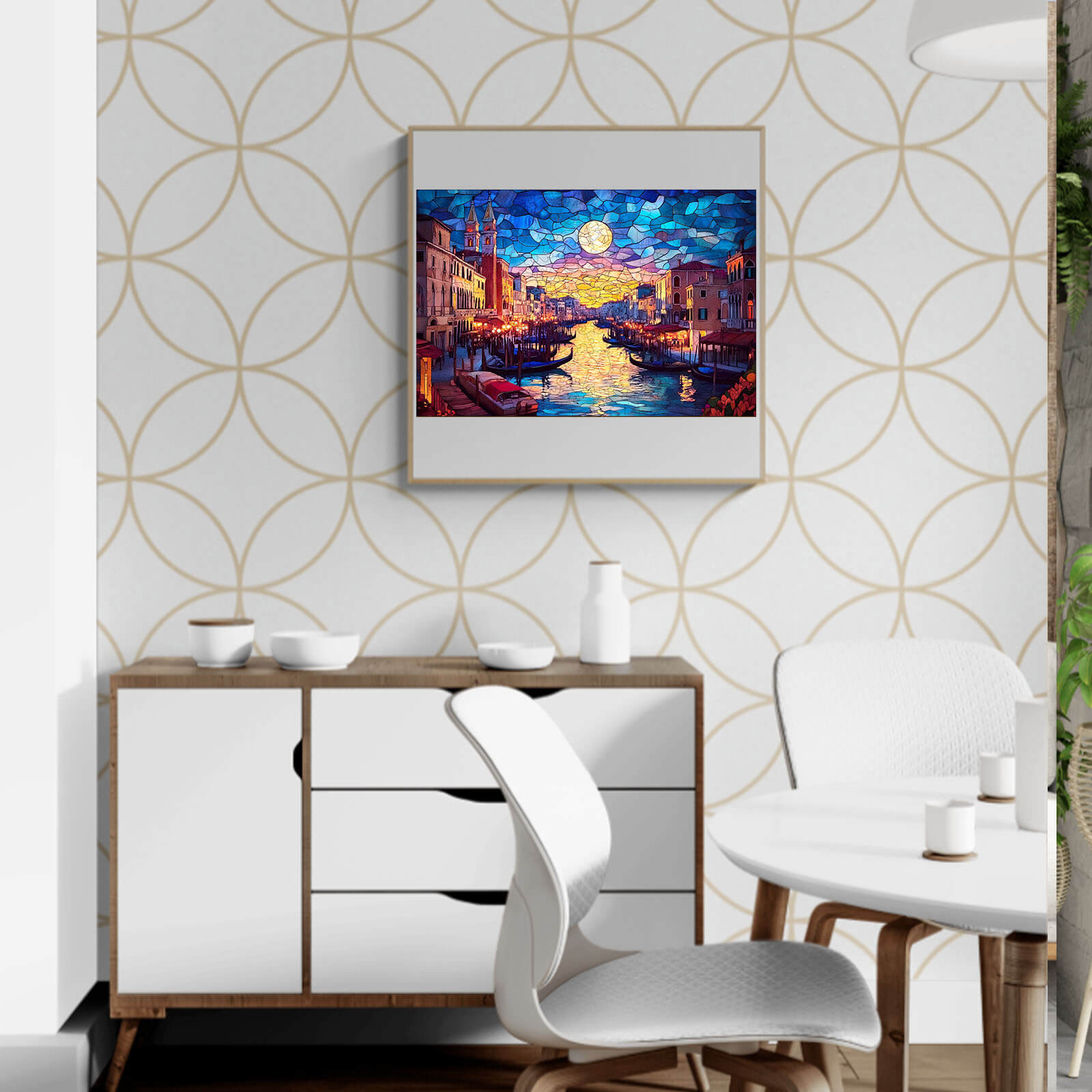 Stained Glass Starry Night Wooden Jigsaw Puzzle