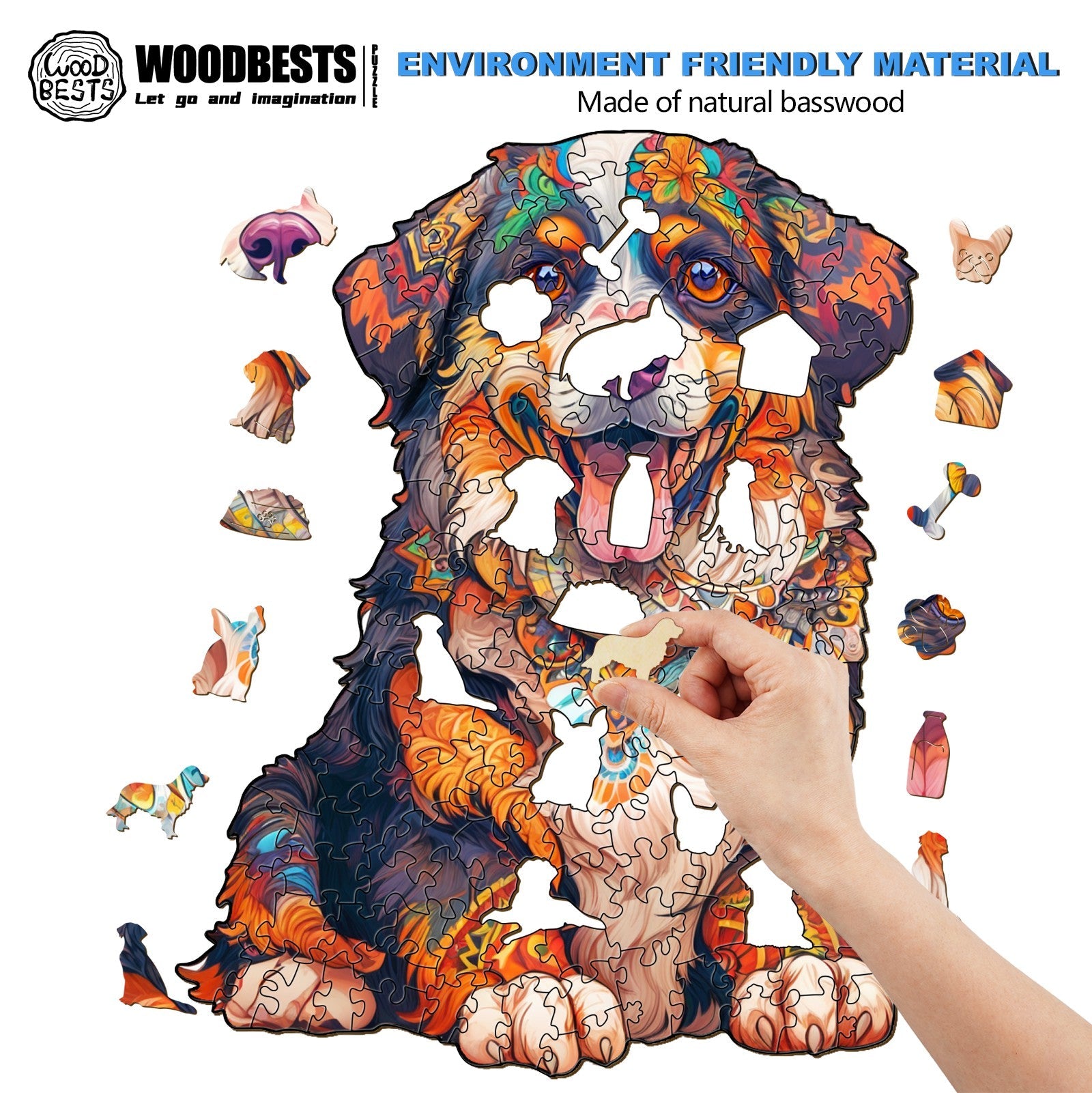 Bernese Mountain Dog Wooden Jigsaw Puzzle