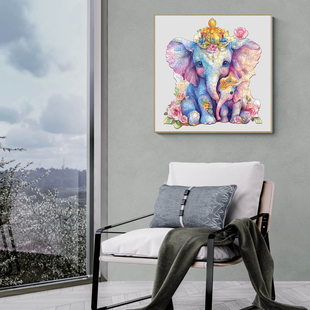 Parent child elephant Wooden Jigsaw Puzzle