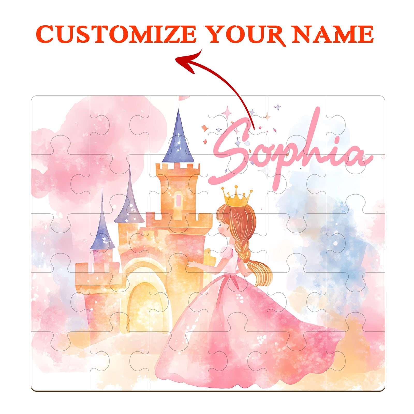 Fairy Tale Princess - Children's Name Custom Wooden Jigsaw Puzzle
