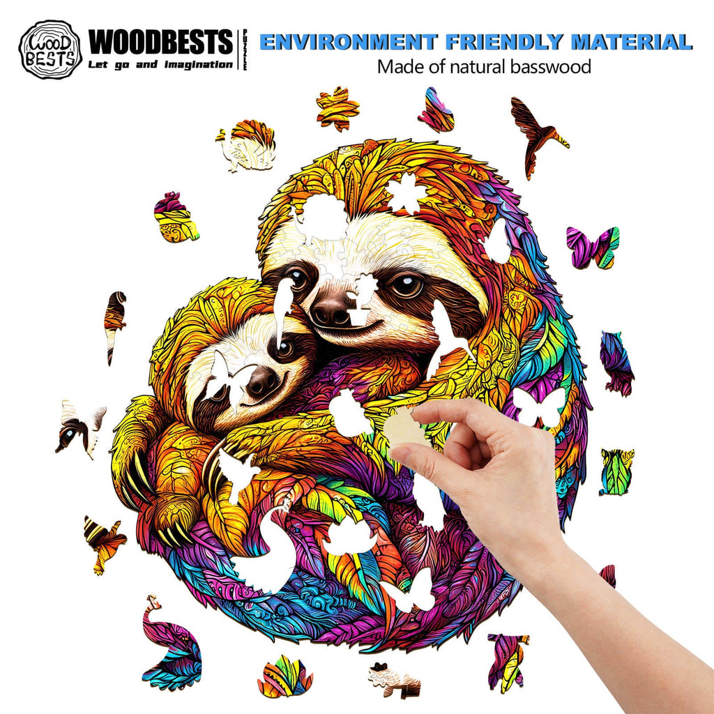 Parent-child Sloth Wooden Jigsaw Puzzle