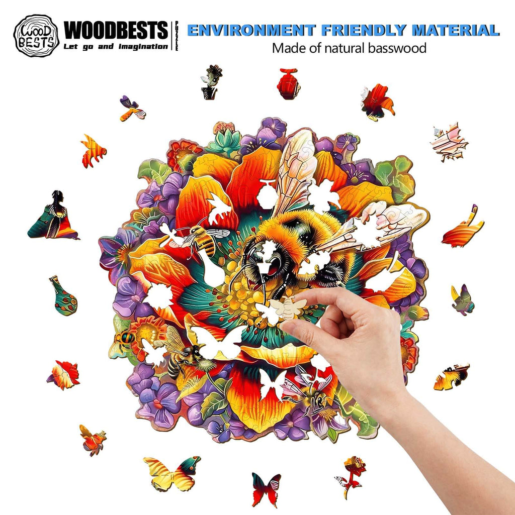 Bee and the Flower Wooden Jigsaw Puzzle