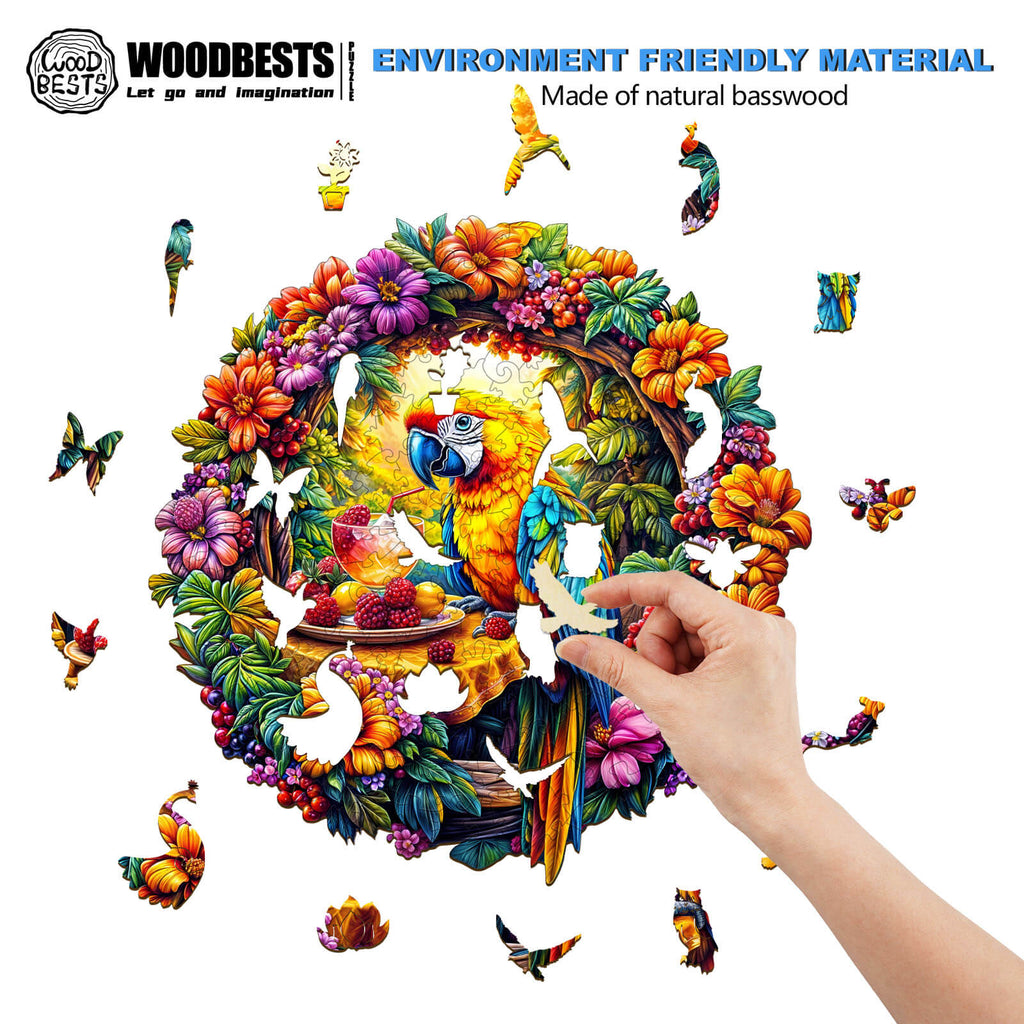 The parrot's tea-1 Wooden Jigsaw Puzzle