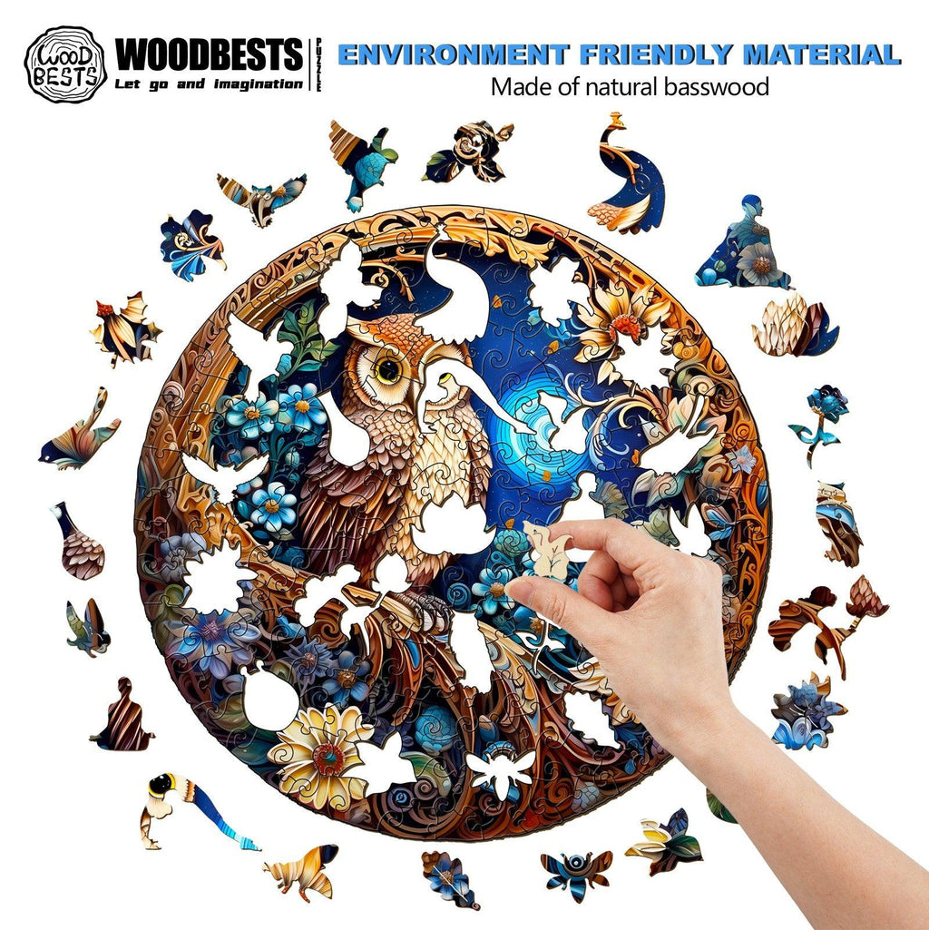 Moonlight Owl Wooden Jigsaw Puzzle