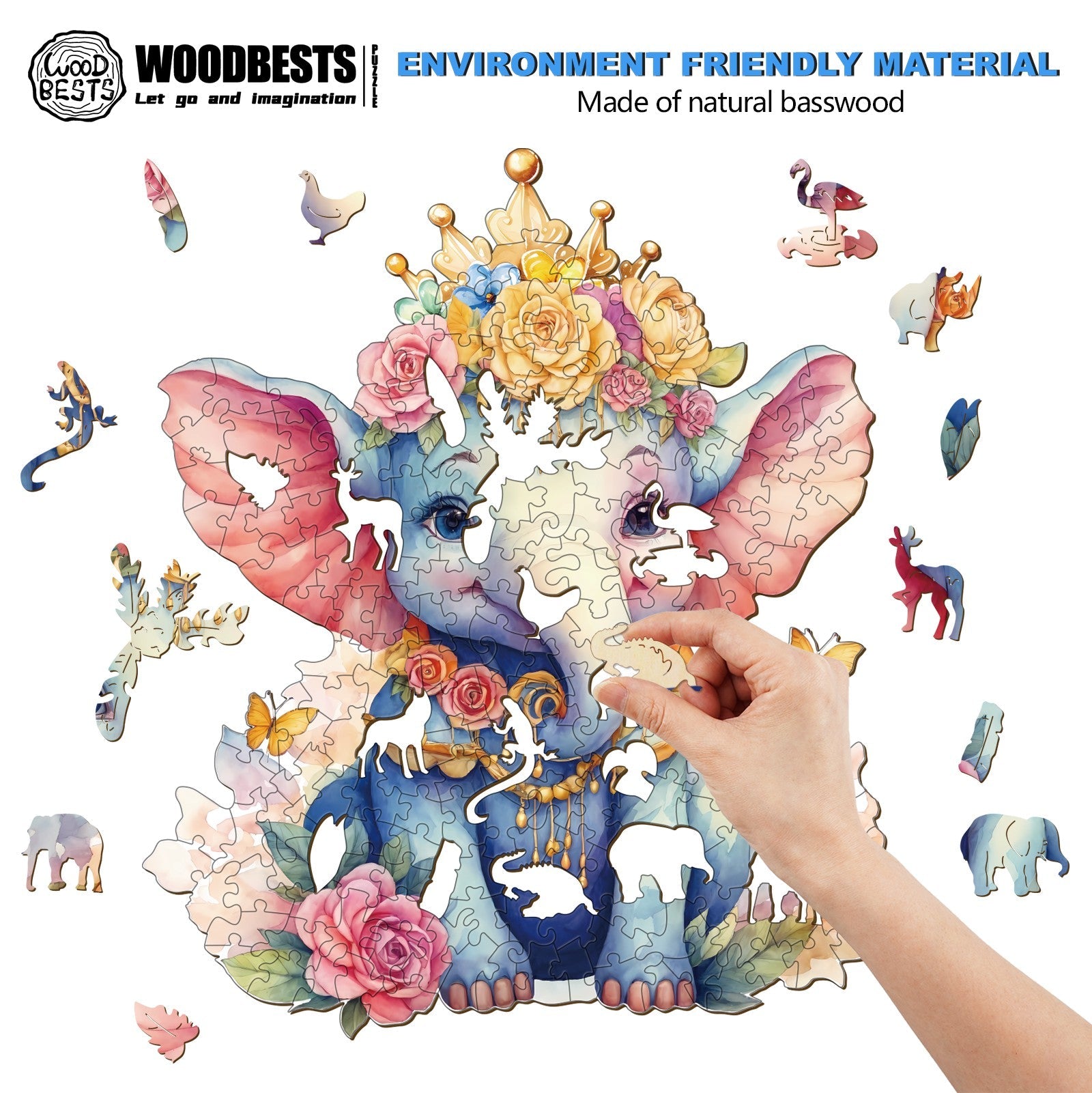 Crowned Elephant Wooden Jigsaw Puzzle