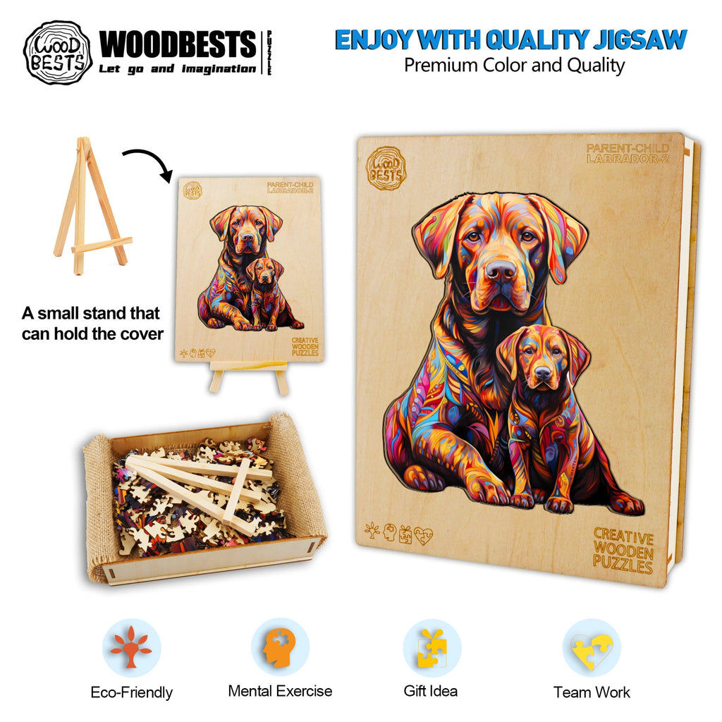 Parent-child Labrador-2 Wooden Jigsaw Puzzle