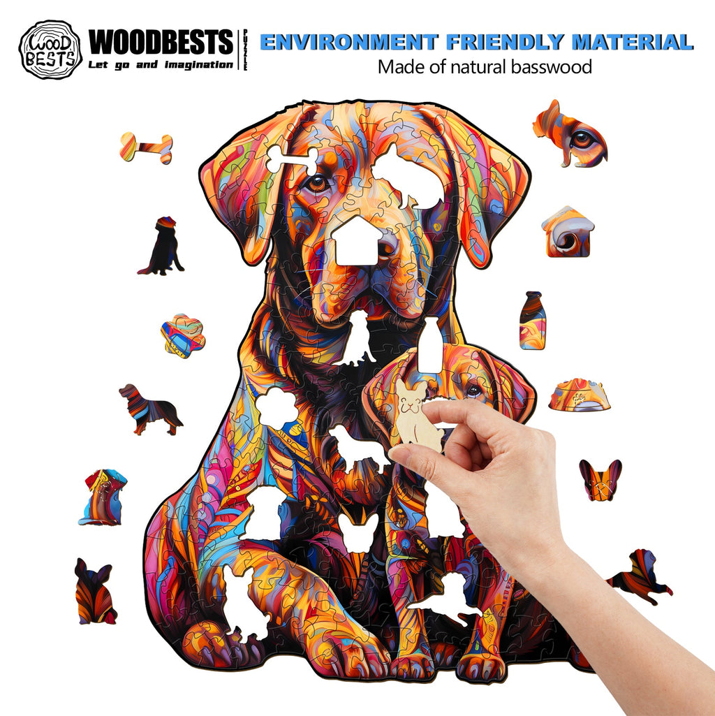 Parent-child Labrador-2 Wooden Jigsaw Puzzle