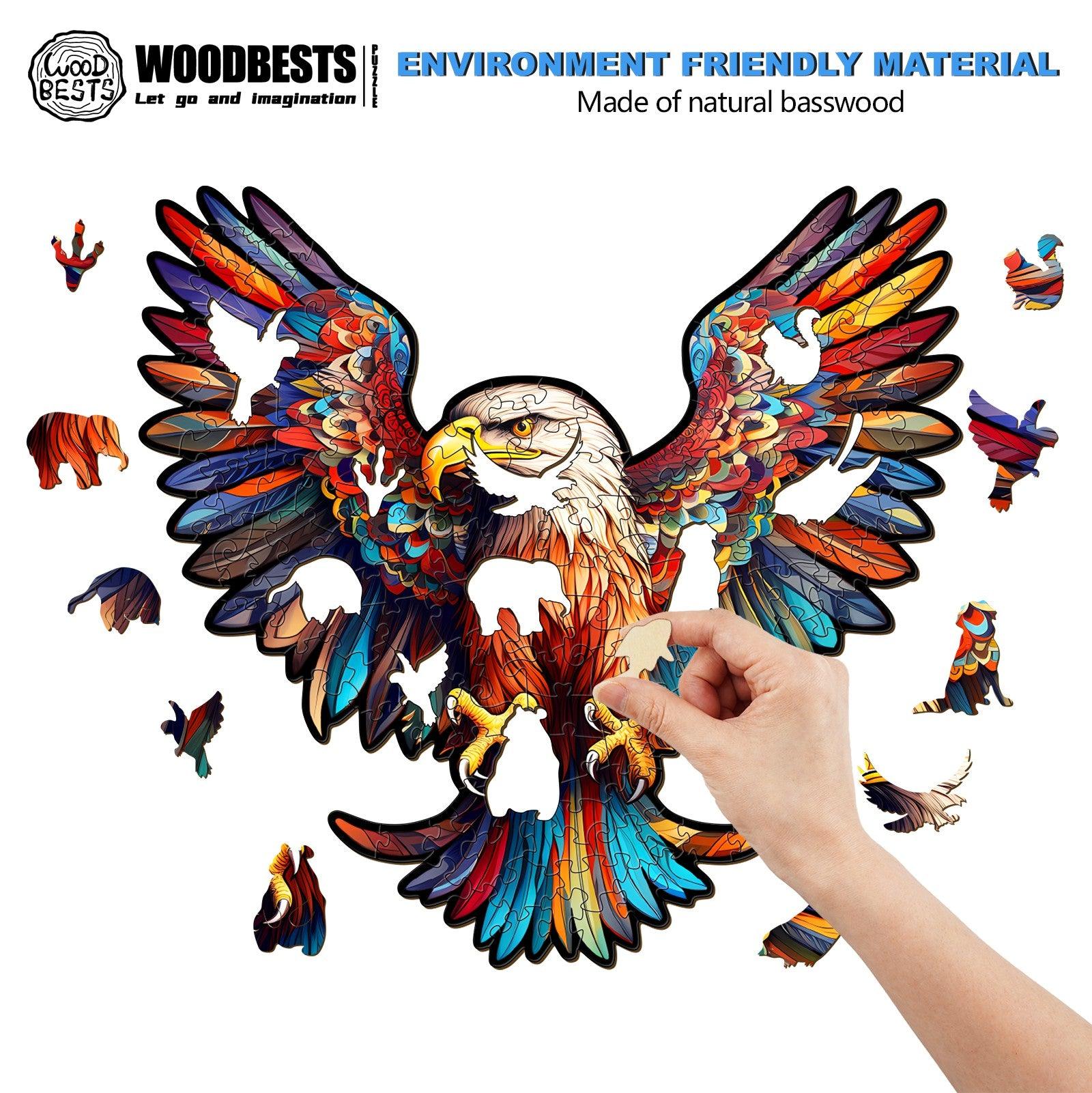 Bald Eagle with Spread Wings Wooden Jigsaw Puzzle