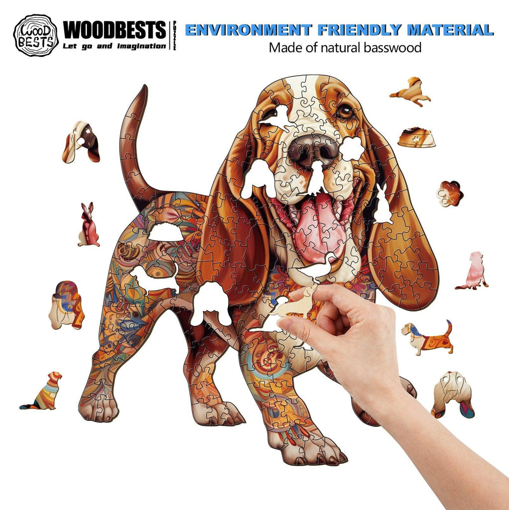 Basset Hound-2 Wooden Jigsaw Puzzle