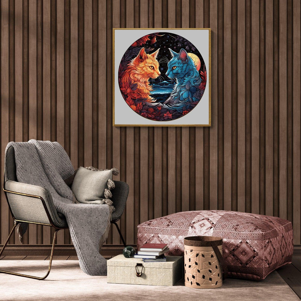 Yin Yang Cat-2 Wooden Jigsaw Puzzle
