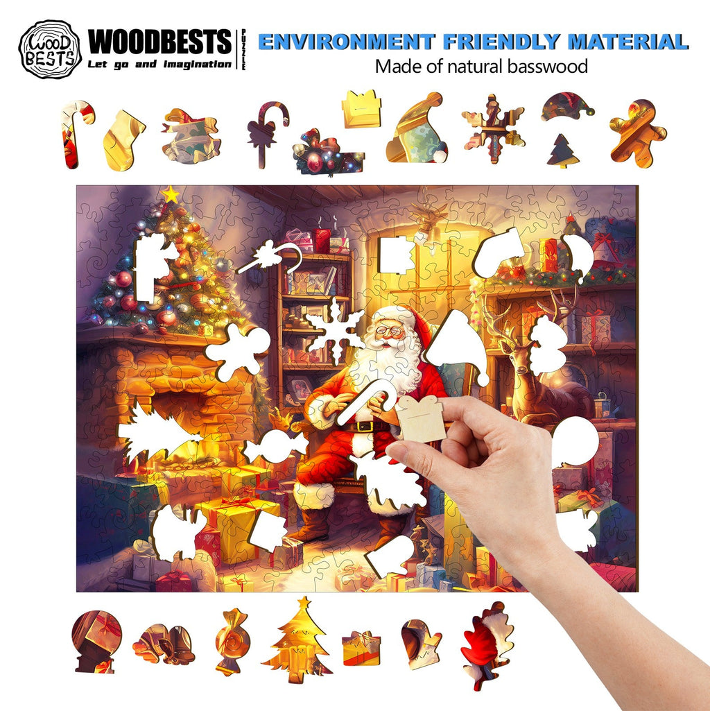 Jolly Santa Claus Wooden Jigsaw Puzzle