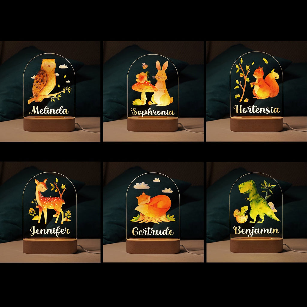Personalized Baby Name Animal Style Night Light