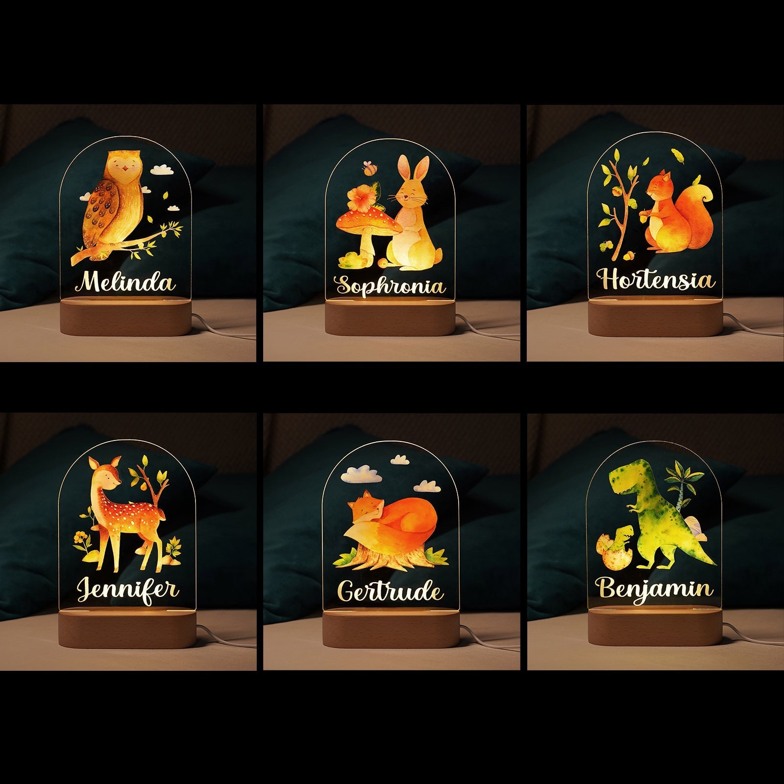 Personalized Baby Name Animal Style Night Light