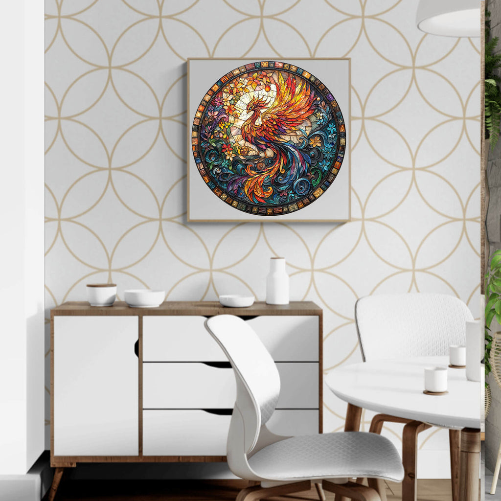 Stained Glass Phoenix-2 Wooden Jigsaw Puzzle