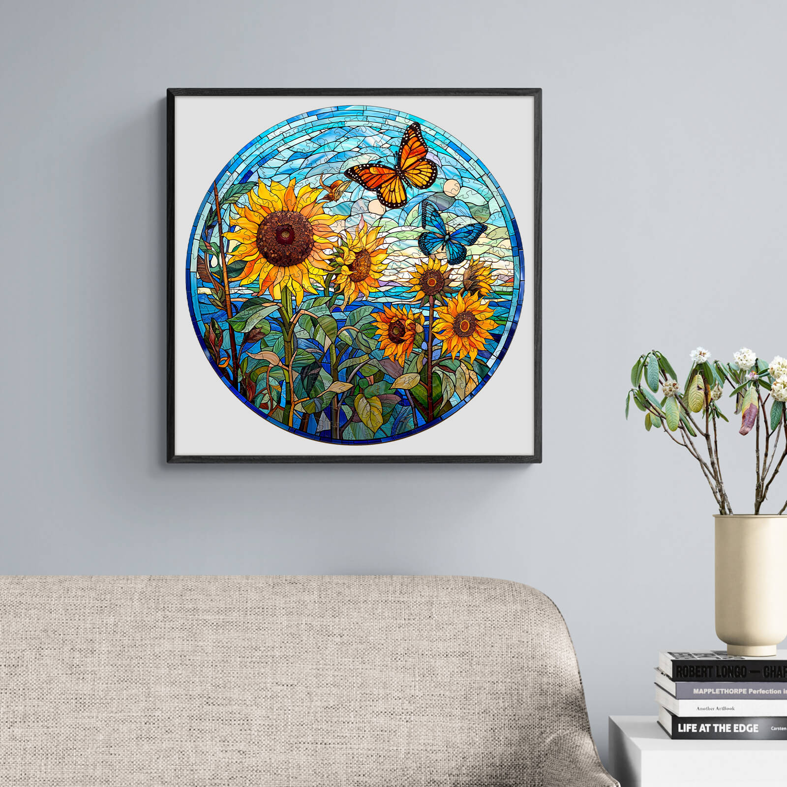 Stained Glass Sunflower Wooden Jigsaw Puzzle