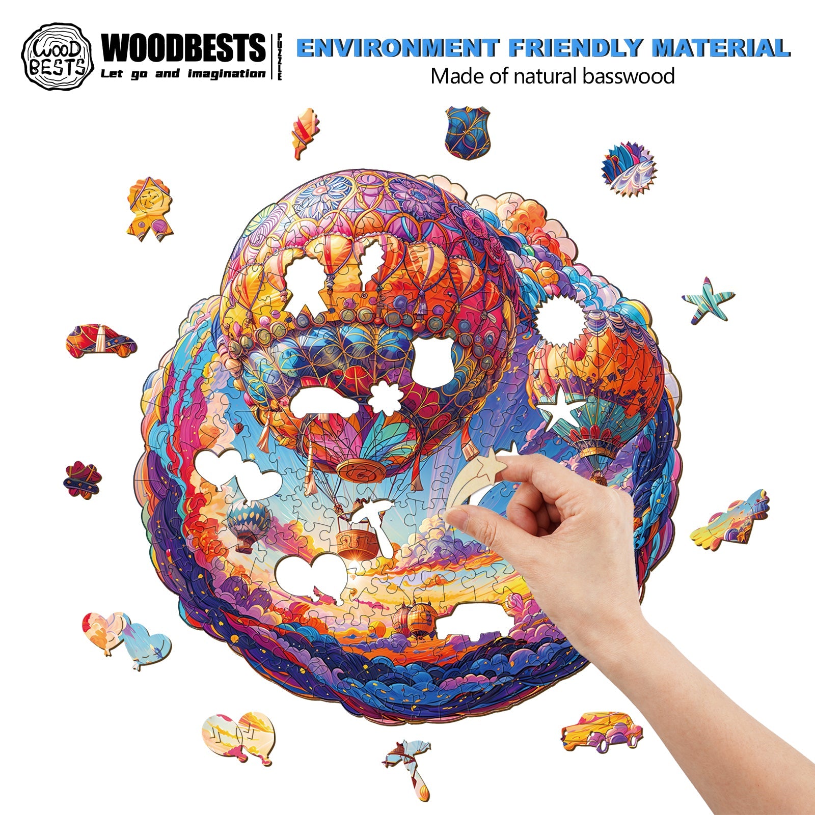 Hot Air Balloon Wooden Jigsaw Puzzle