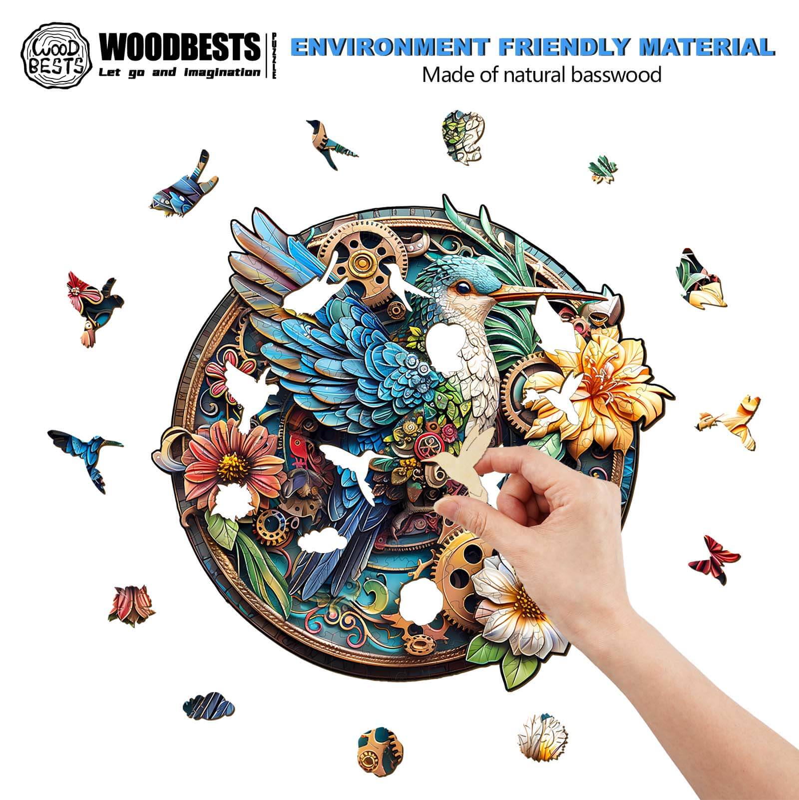 Graceful hummingbird-1 Wooden Jigsaw Puzzle