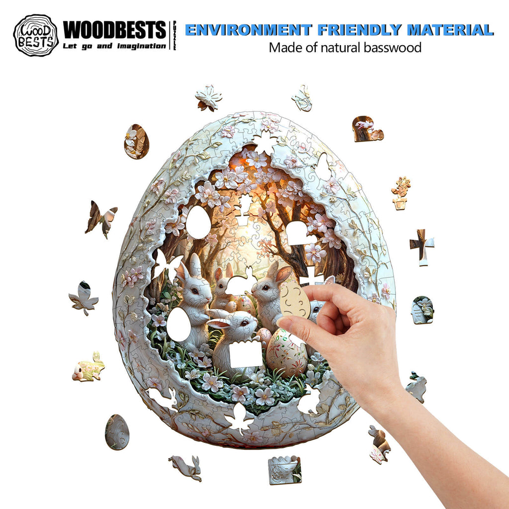 3D Eggshell world Easter-2  Wooden Jigsaw Puzzle