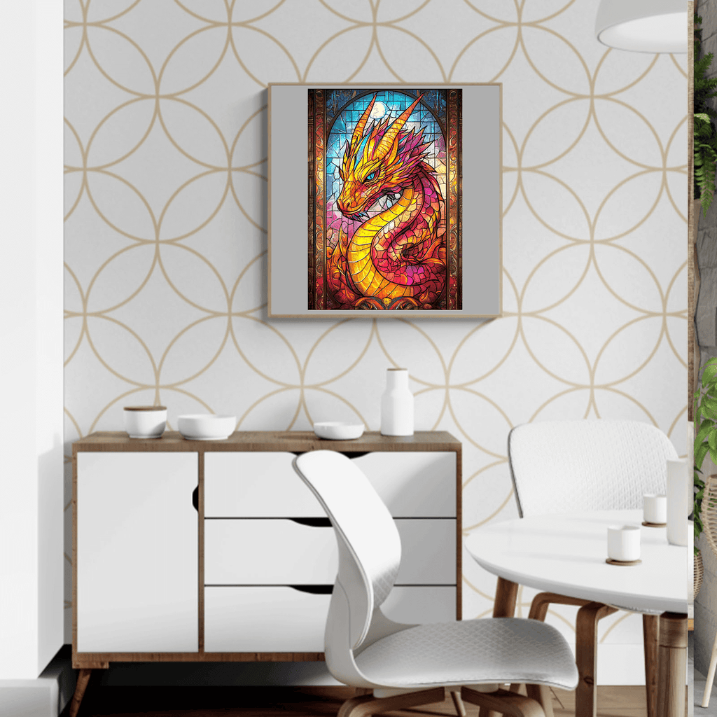 Stained Glass Dragon Wooden Jigsaw Puzzle